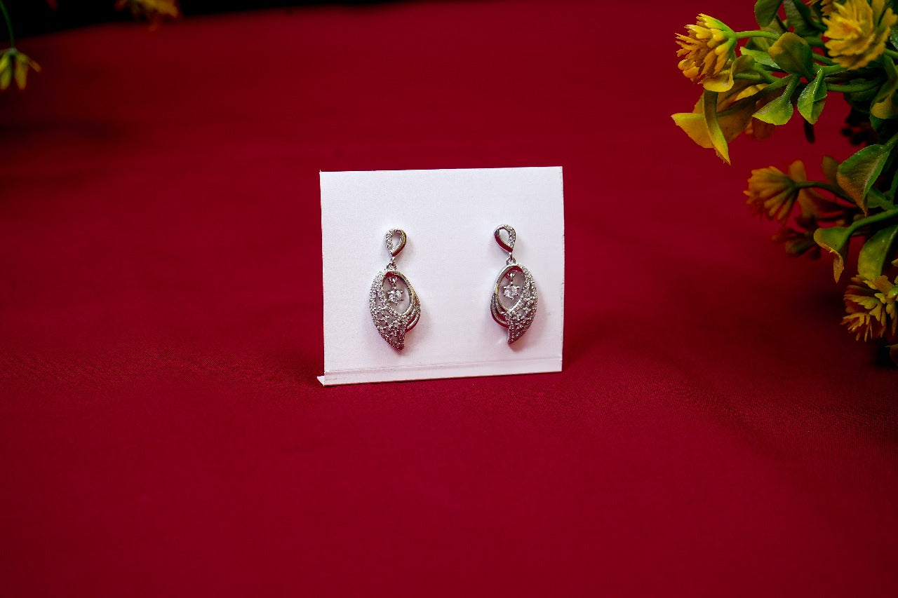 Ornate Floral Drop Earrings-925 Sterling Silver-ERAYA Jewellery