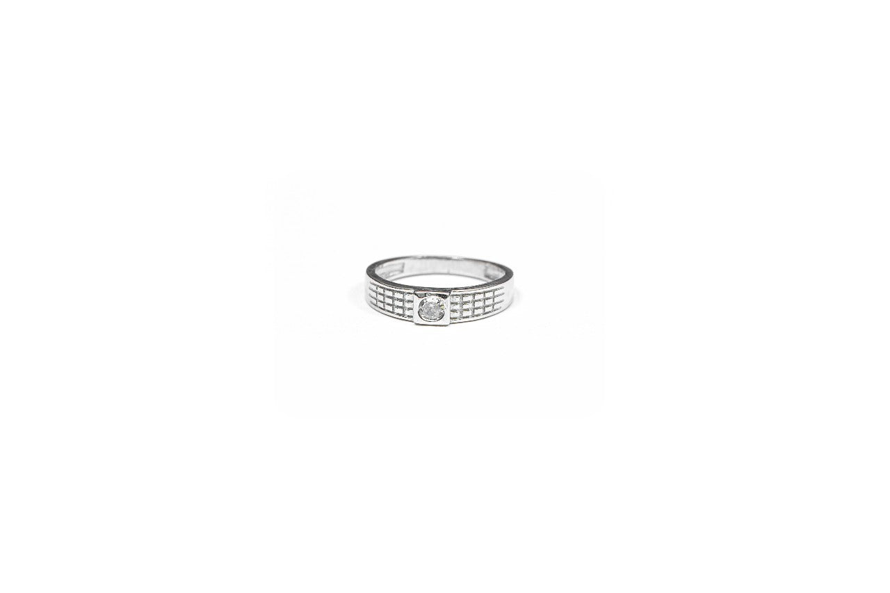 Solitaire Crystal Textured Silver Ring-925 Sterling Silver-ERAYA Jewellery