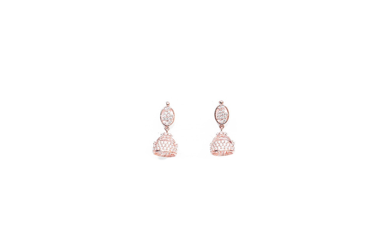Rose-Gold toned Jhumkas-925 Sterling Silver-ERAYA Jewellery