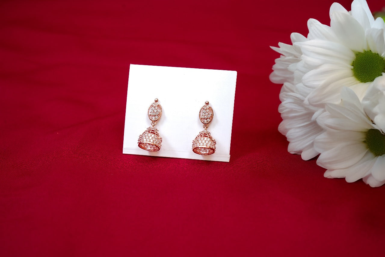 Rose-Gold toned Jhumkas-925 Sterling Silver-ERAYA Jewellery