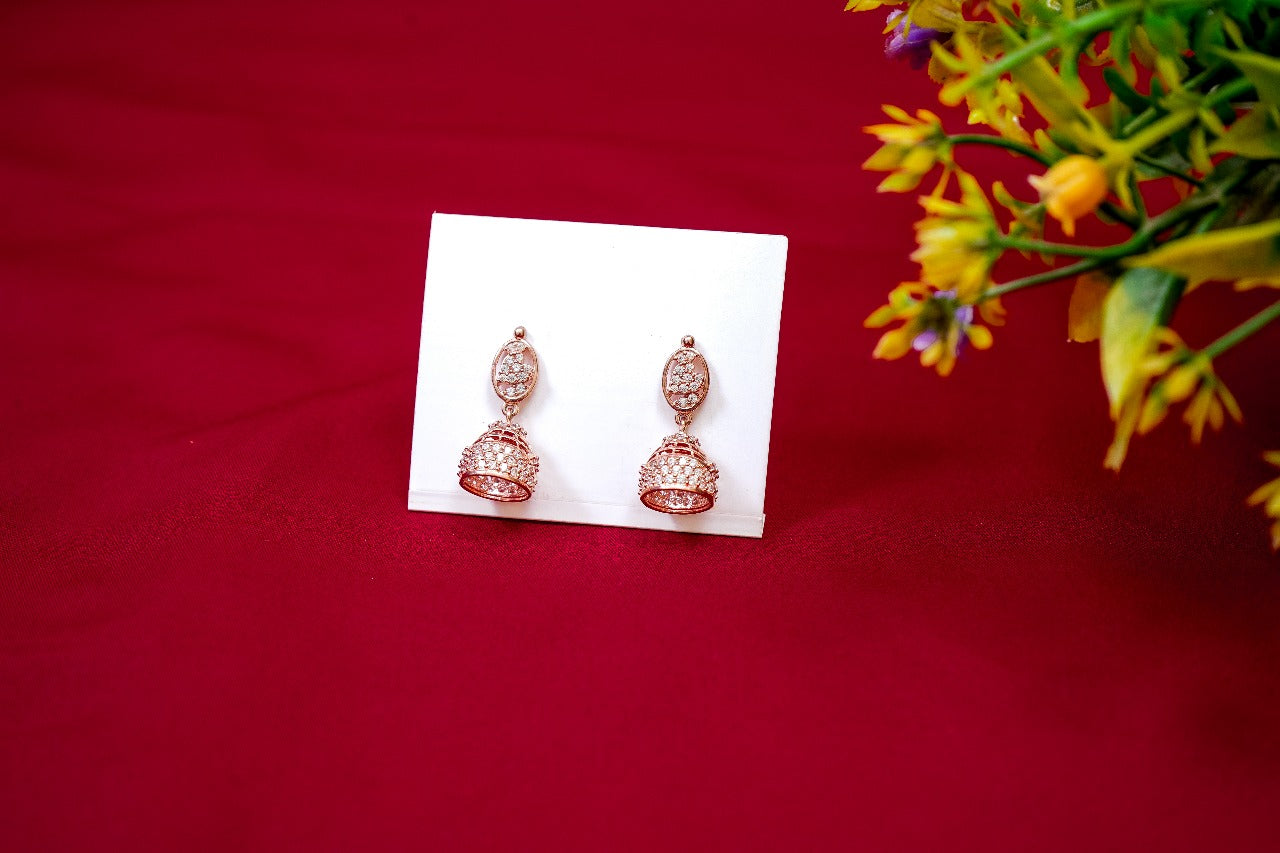 Rose-Gold toned Jhumkas-925 Sterling Silver-ERAYA Jewellery