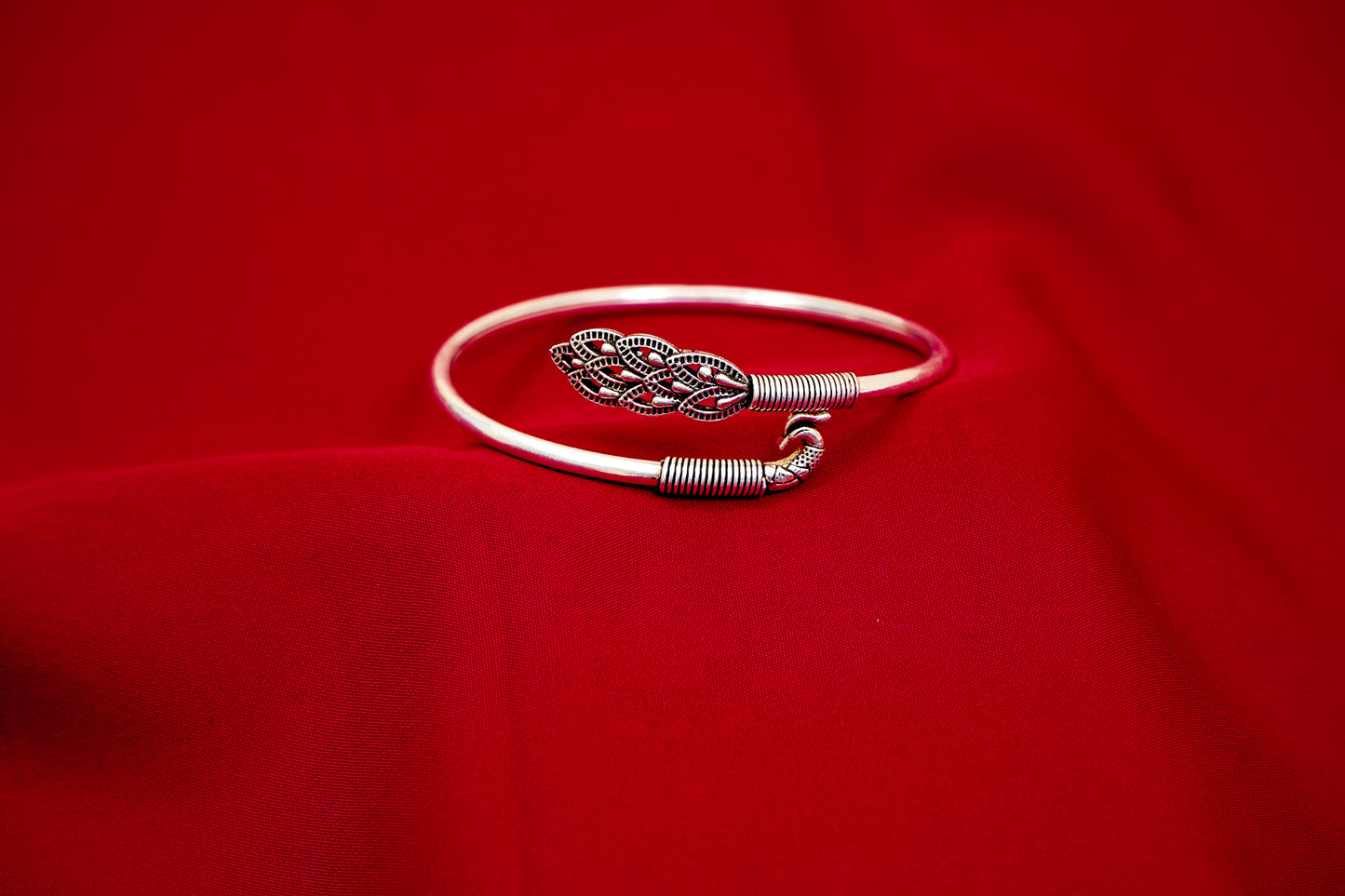 Oxidized Silver Peacock Kada-925 Sterling Silver-ERAYA Jewellery
