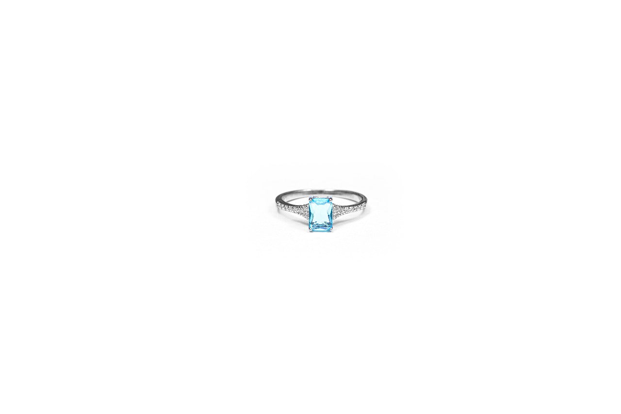 Swiss Blue Solitaire Ring-925 Sterling Silver-ERAYA Jewellery