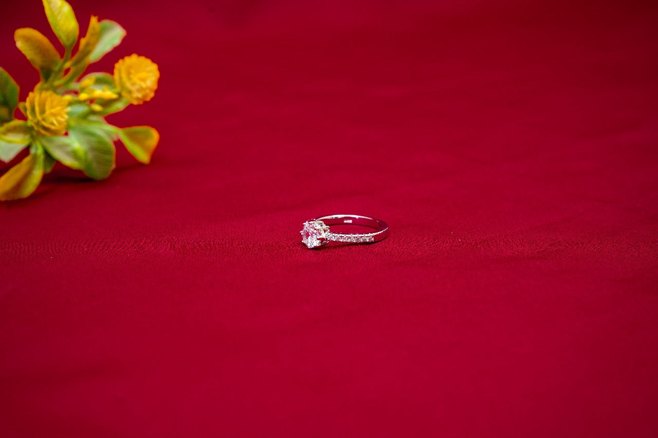 Circle Cut Crystal Solitaire Ring-925 Sterling Silver-ERAYA Jewellery