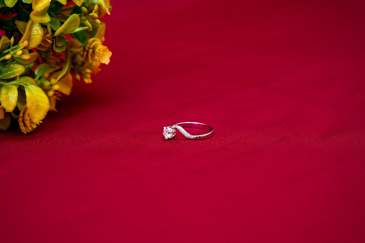 Crystal Swirl Solitaire Ring-925 Sterling Silver-ERAYA Jewellery