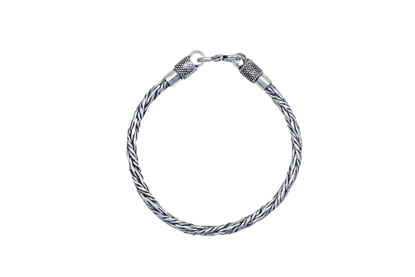 Silver Oxidized Woven Link Bracelet-925 Sterling Silver-ERAYA Jewellery