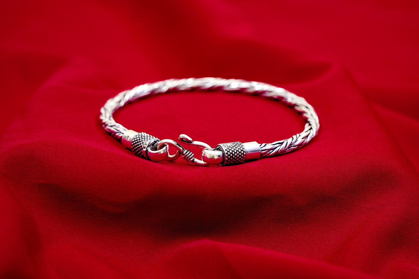 Silver Oxidized Woven Link Bracelet-925 Sterling Silver-ERAYA Jewellery