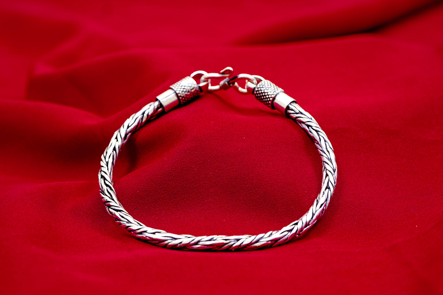 Silver Oxidized Woven Link Bracelet-925 Sterling Silver-ERAYA Jewellery