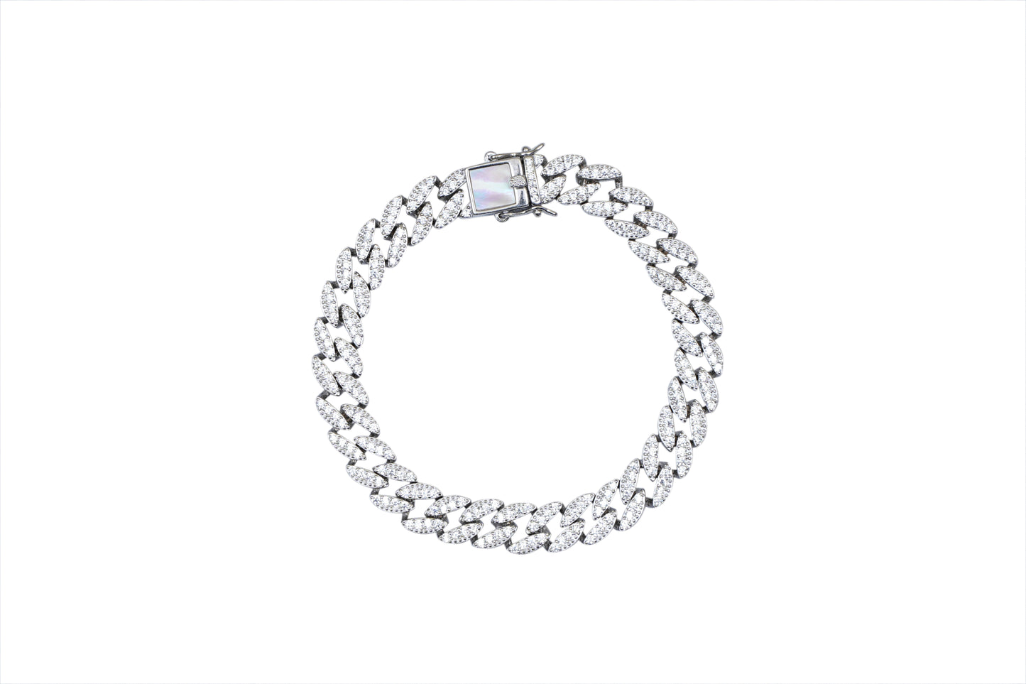 Crystal Cuban Link Bracelet-925 Sterling Silver-ERAYA Jewellery