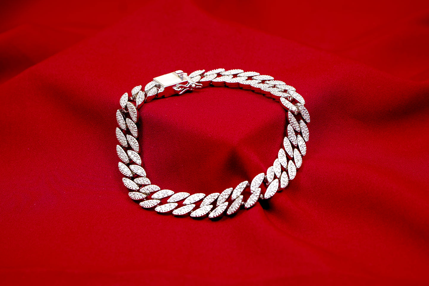 Crystal Cuban Link Bracelet-925 Sterling Silver-ERAYA Jewellery