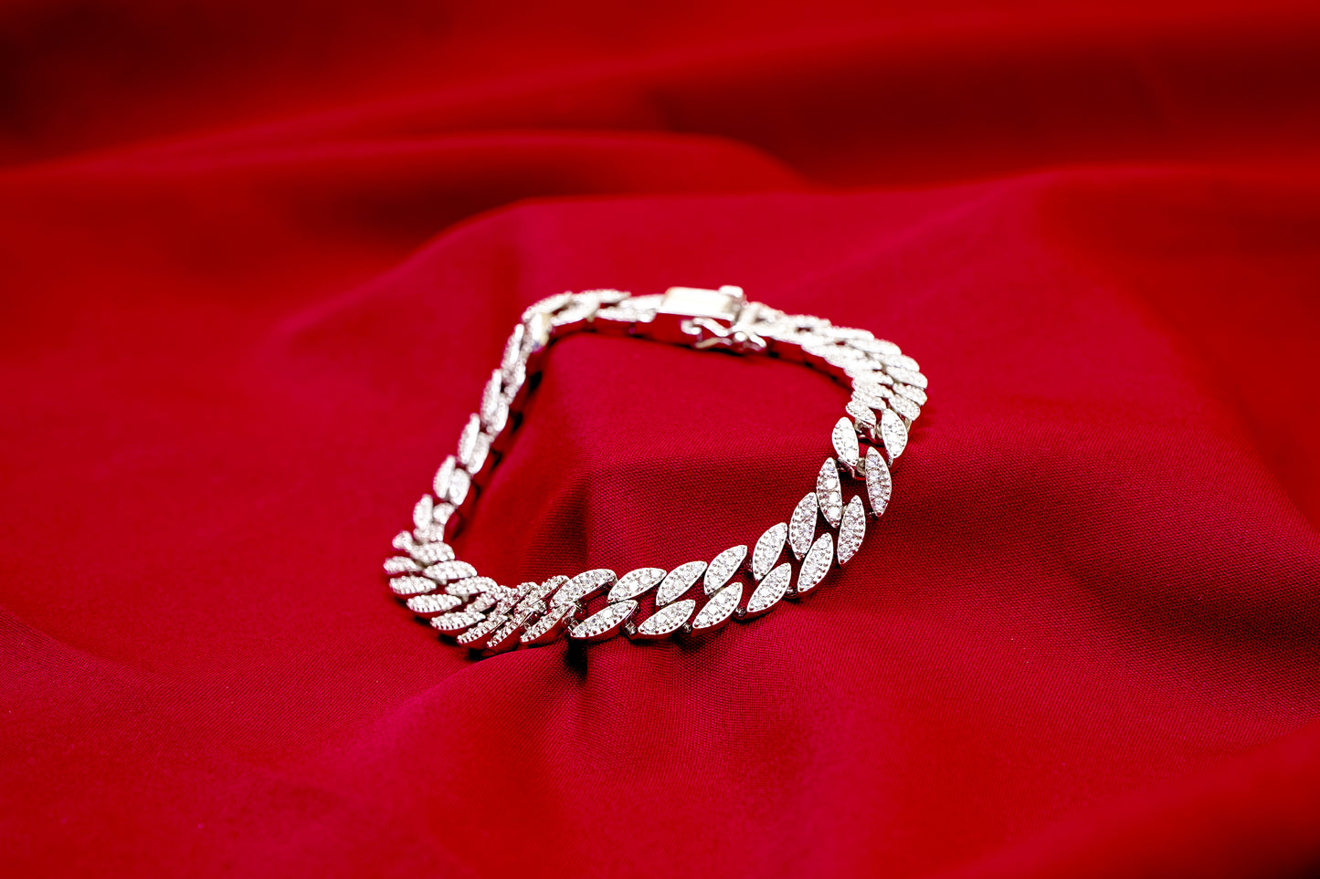 Crystal Cuban Link Bracelet-925 Sterling Silver-ERAYA Jewellery