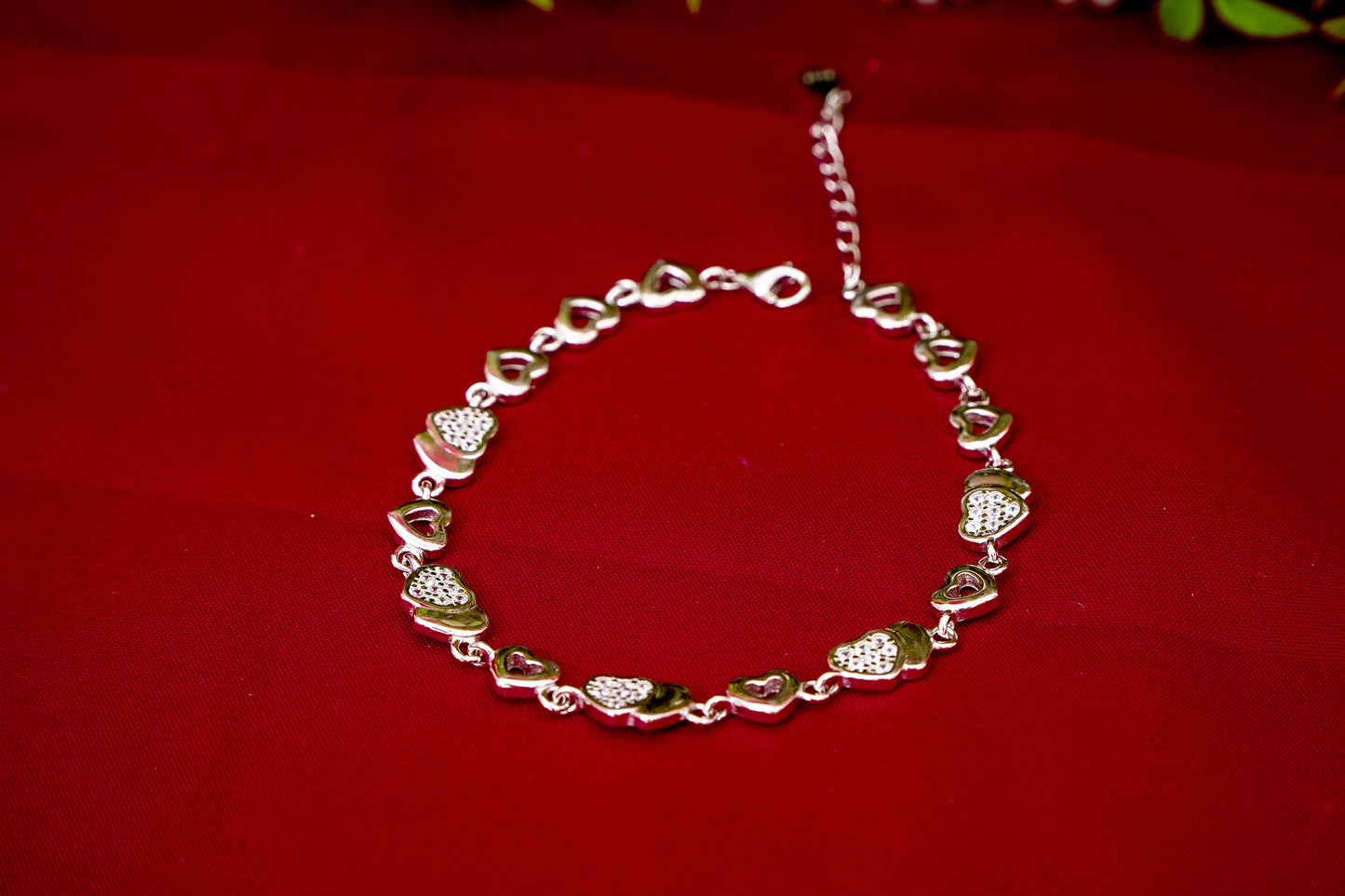 Silver Heart Charm Bracelet-925 Sterling Silver-ERAYA Jewellery