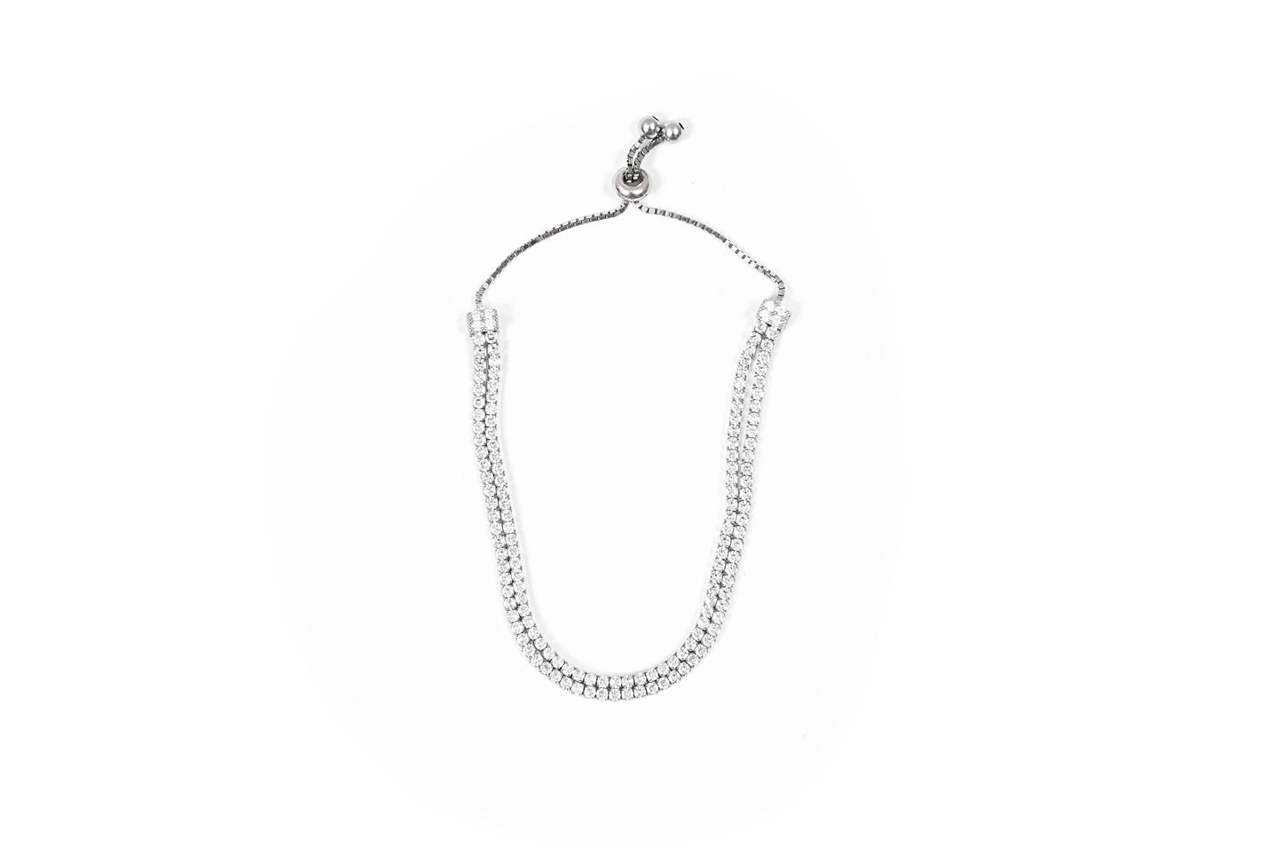 Two Strand Crystal Silver Bracelet-925 Sterling Silver-ERAYA Jewellery