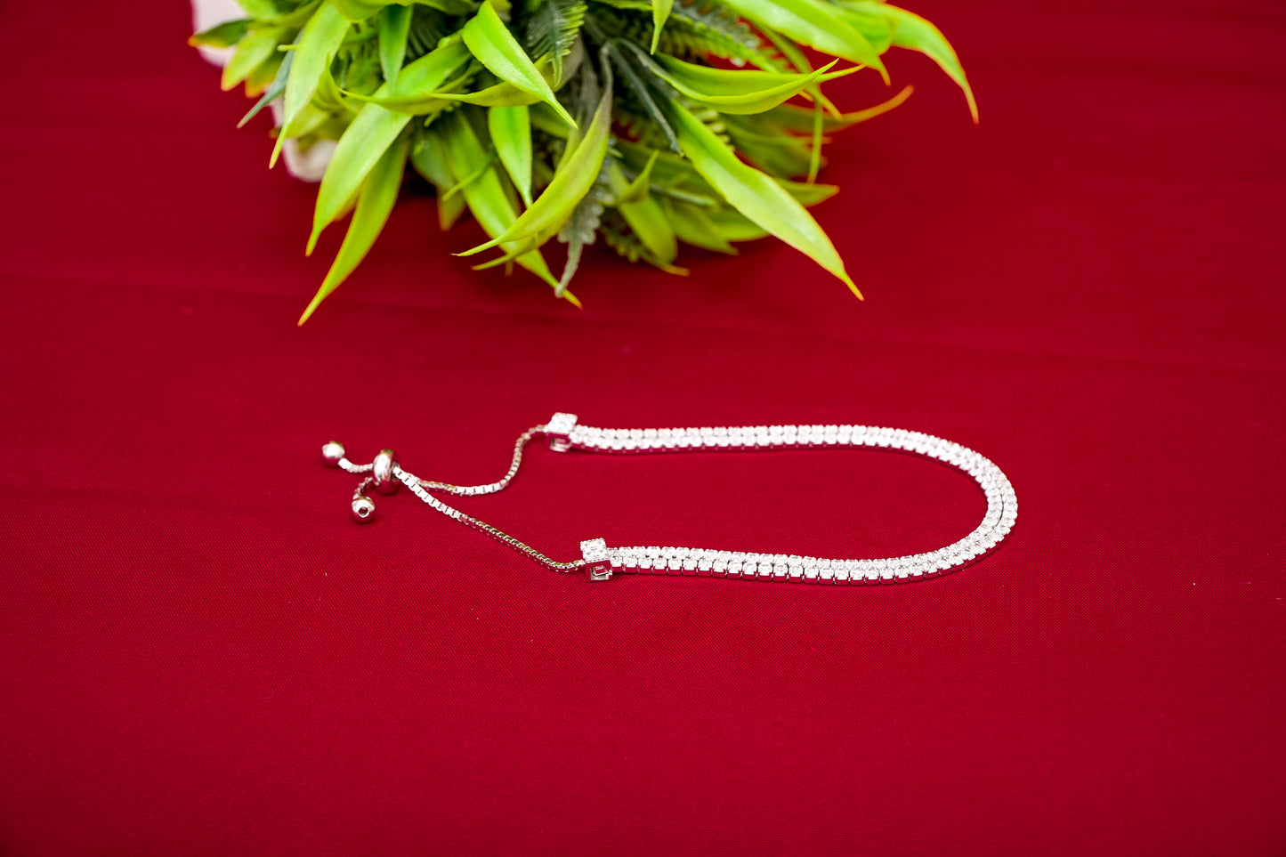 Two Strand Crystal Silver Bracelet-925 Sterling Silver-ERAYA Jewellery