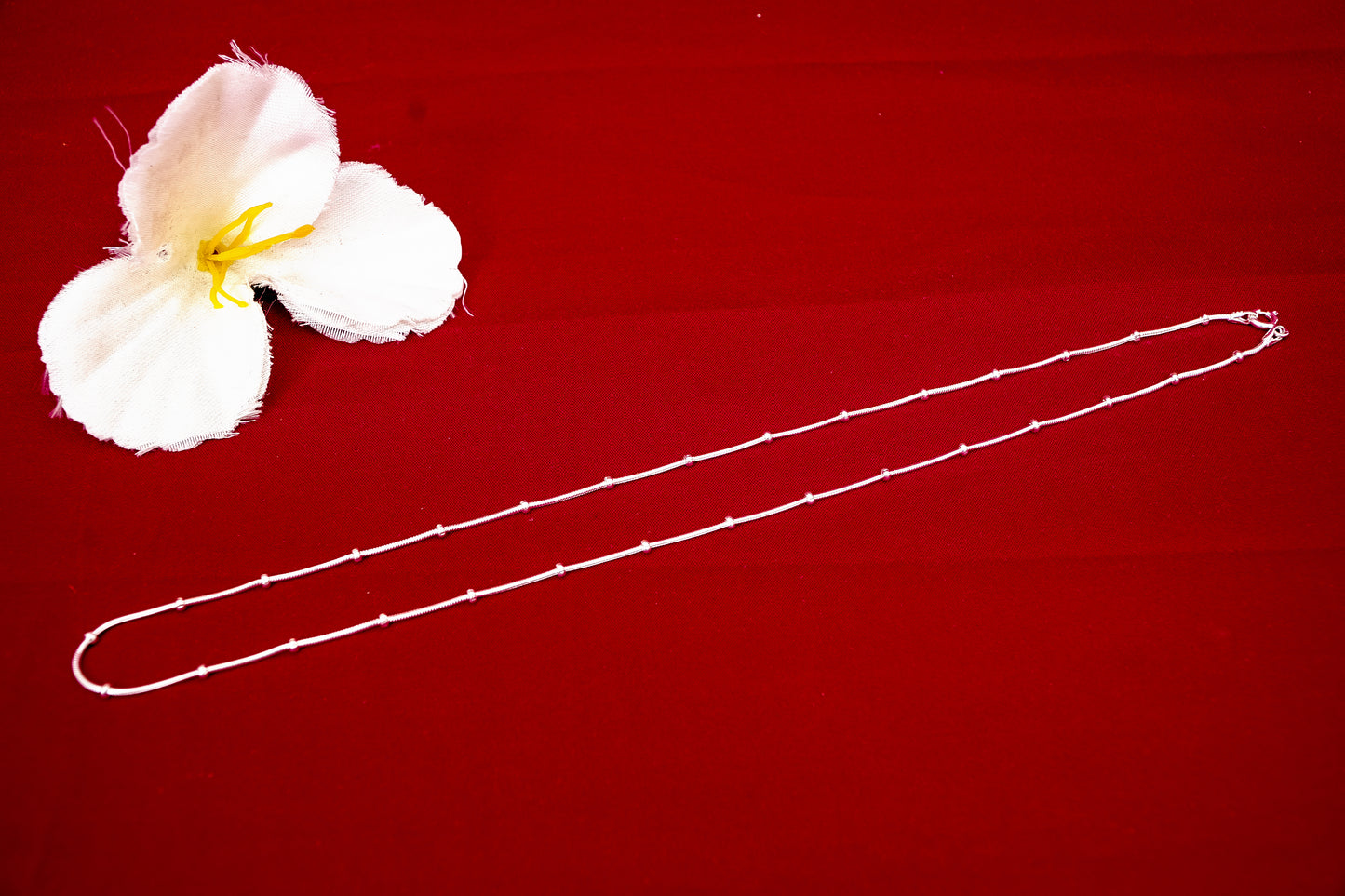 Silver Bead Station Snake Chain-925 Sterling Silver-ERAYA Jewellery