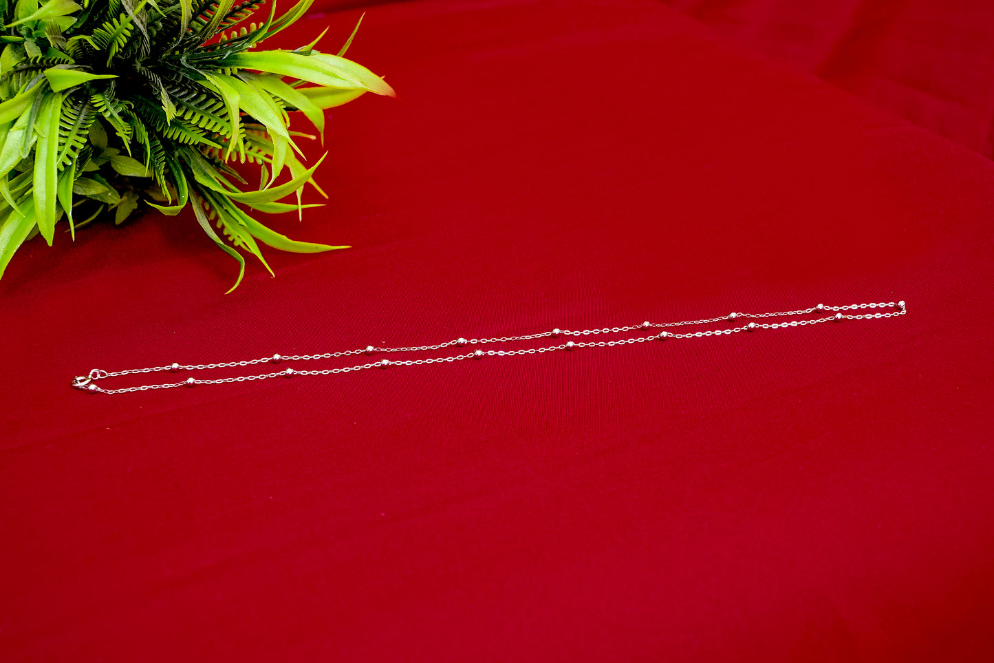 Silver Bead Station Chain-925 Sterling Silver-ERAYA Jewellery
