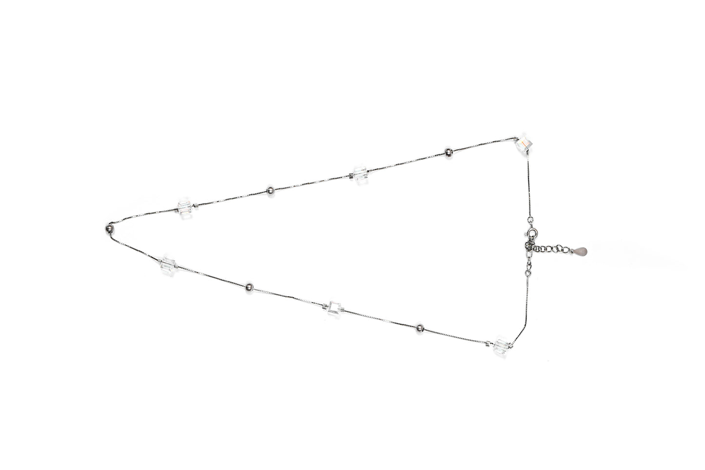 Crystal Cube Station Silver Chain-925 Sterling Silver-ERAYA Jewellery