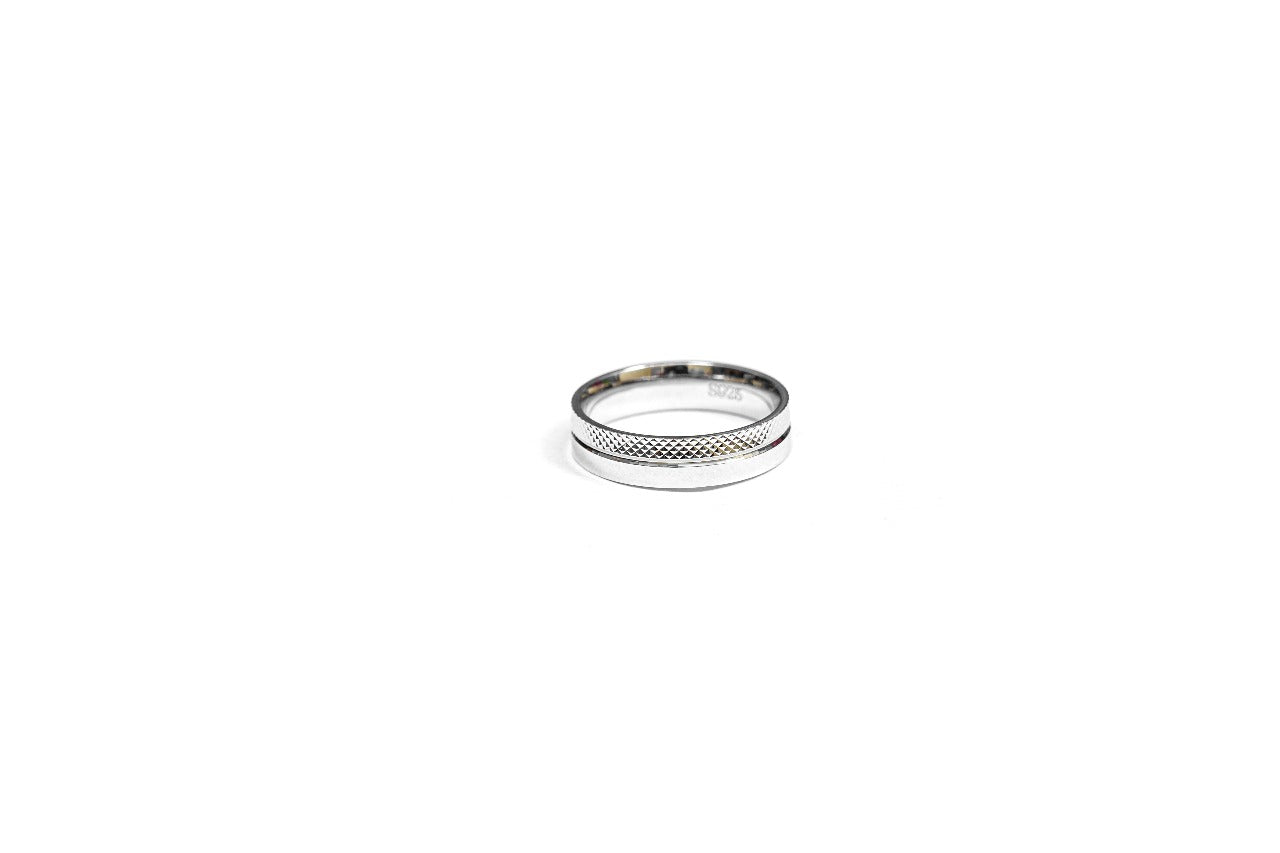 Grooved Edge Silver Ring-925 Sterling Silver-ERAYA Jewellery
