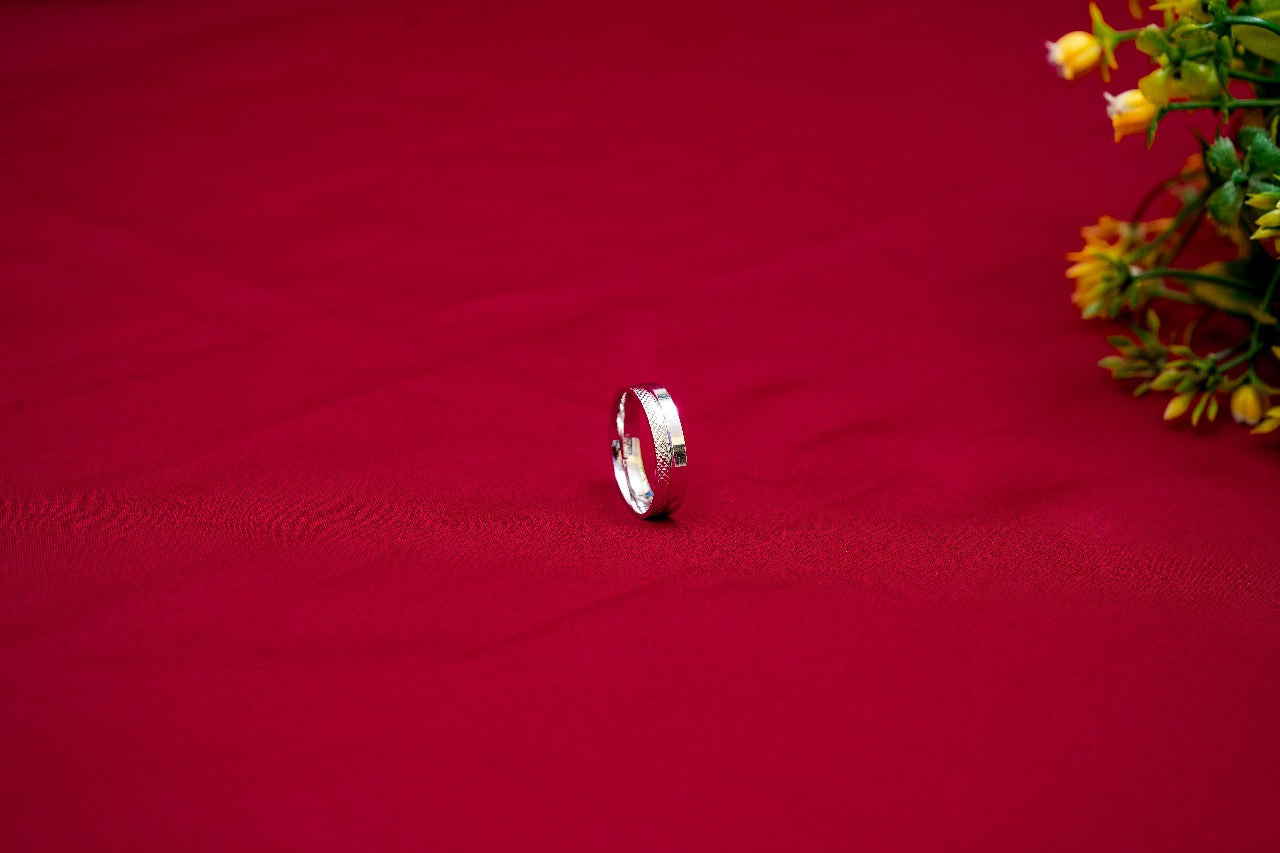 Grooved Edge Silver Ring-925 Sterling Silver-ERAYA Jewellery