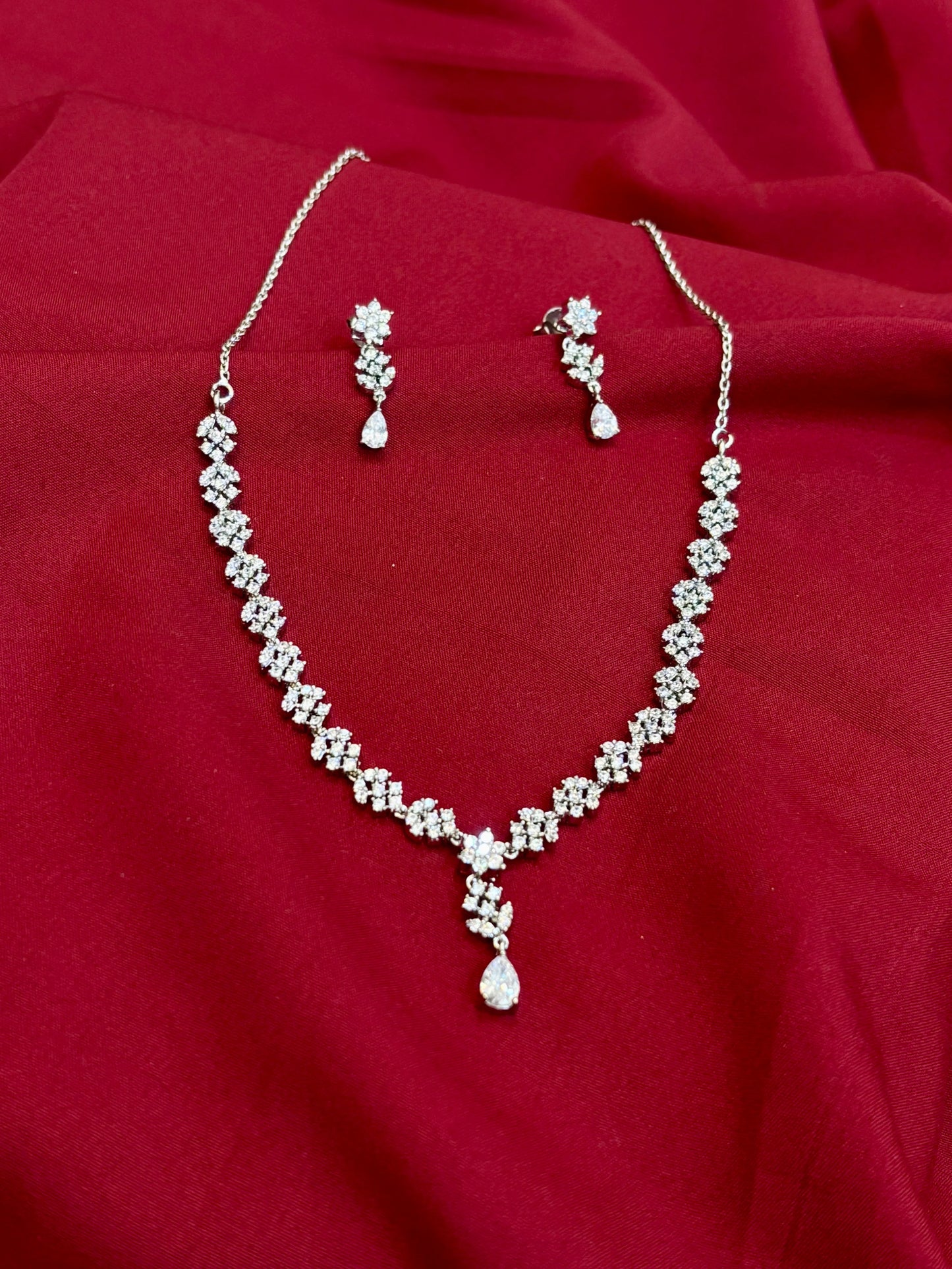 Floral Crystal Choker Necklace-925 Sterling Silver-ERAYA Jewellery