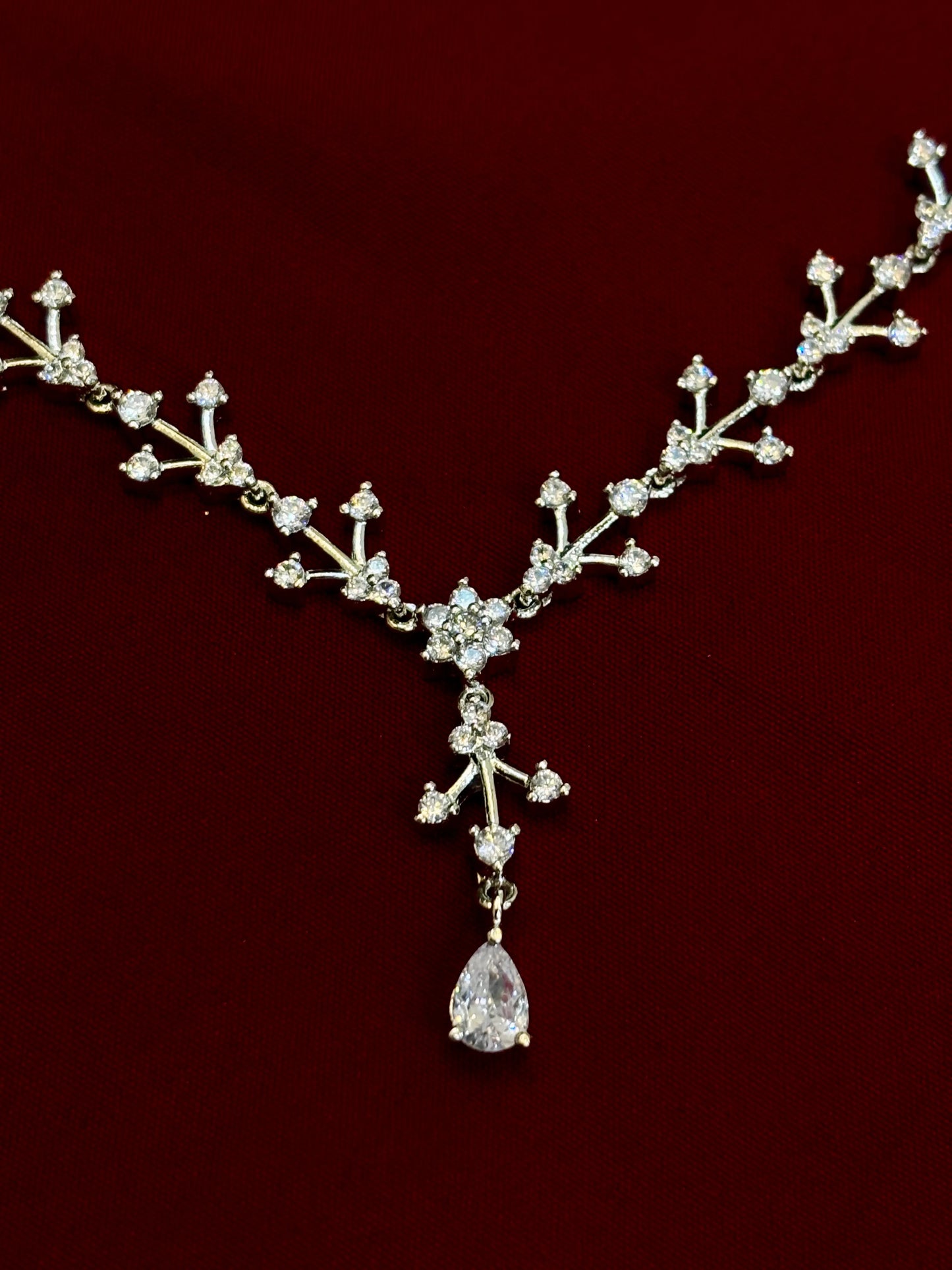 Crystal Leaf Necklace Set - Eraya Jewellery