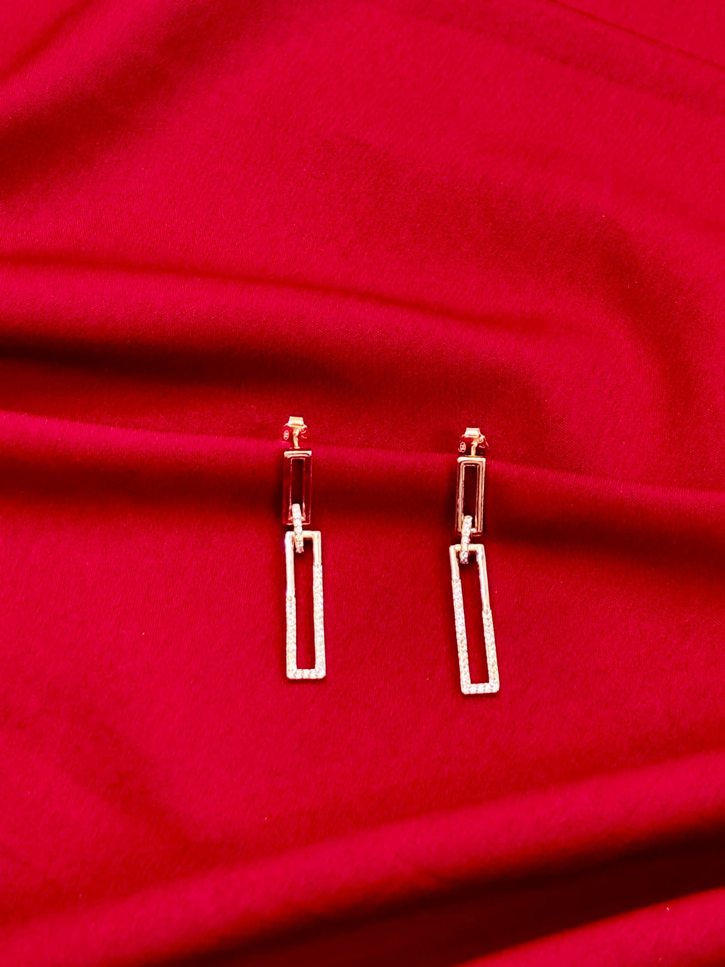 Rectangle Link Earrings-925 Sterling Silver-ERAYA Jewellery