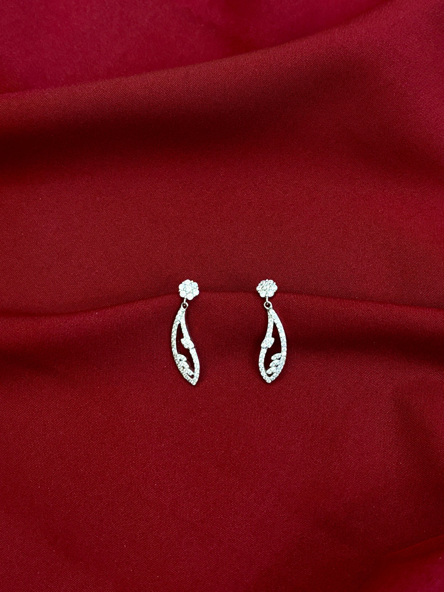 Petal Drop Crystal Earrings-925 Sterling Silver-ERAYA Jewellery