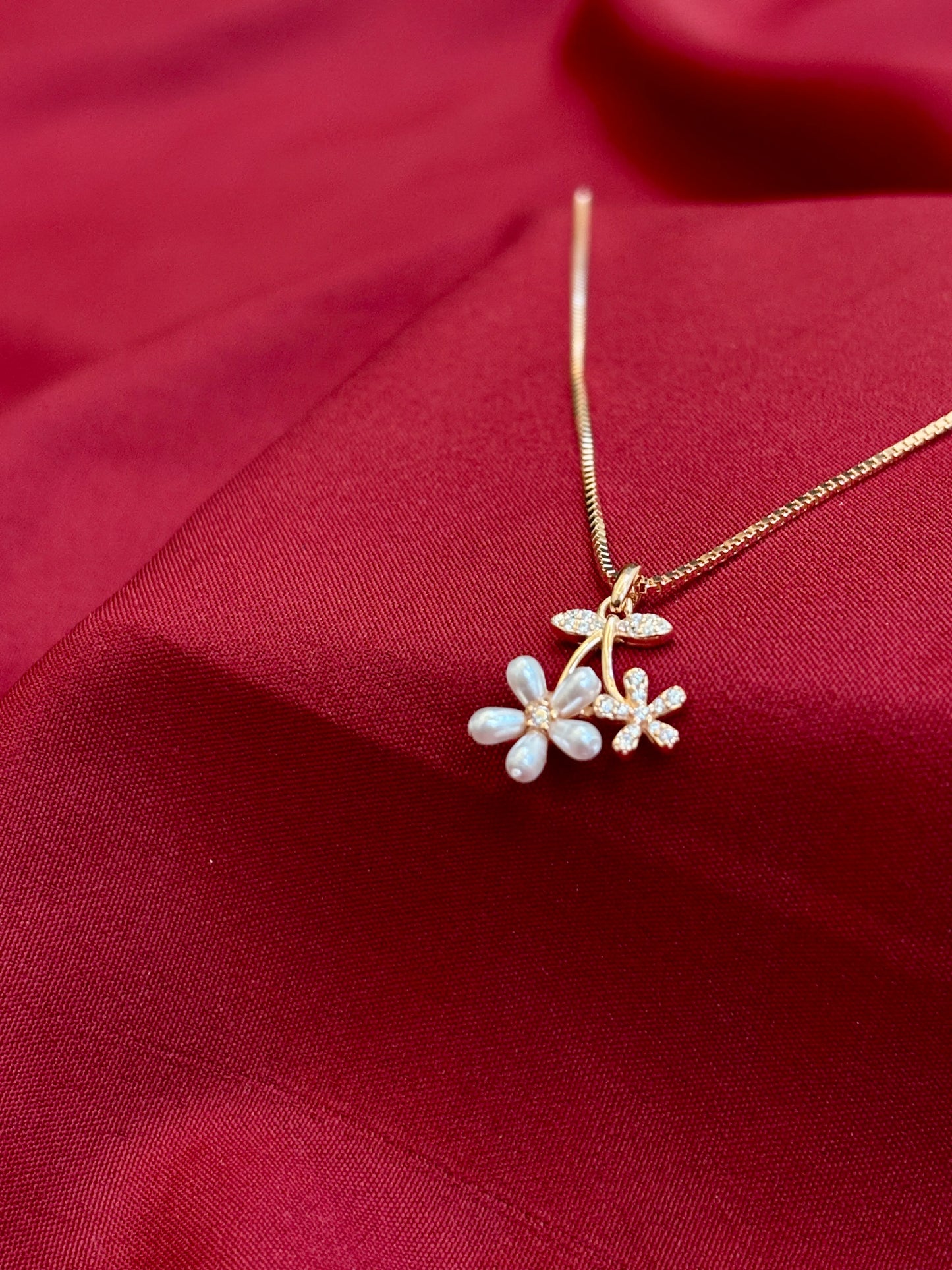 Delicate Floral Duo Pendant - Eraya Jewellery