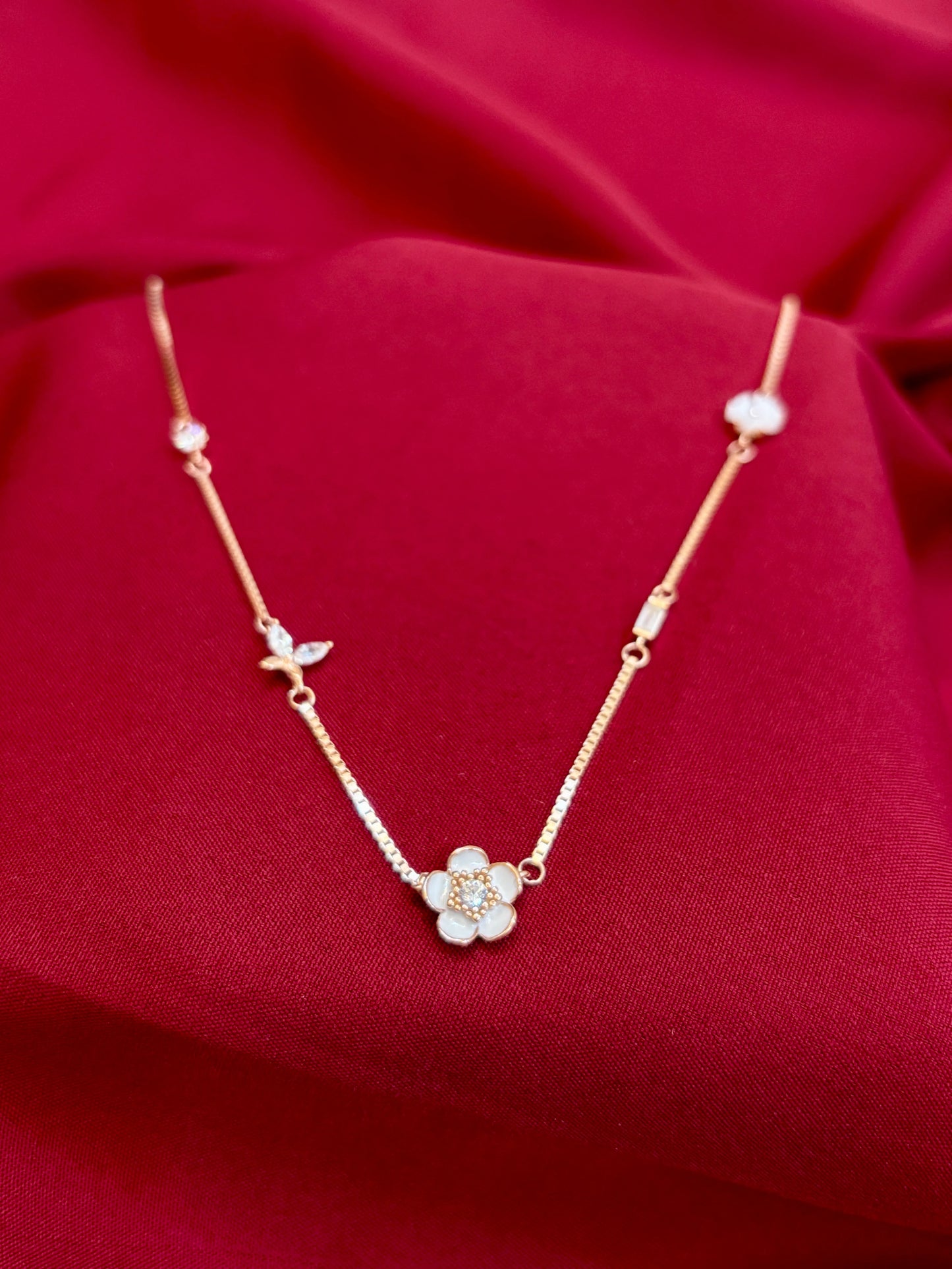 Floral Butterfly Rose-Gold Pendant - Eraya Jewellery