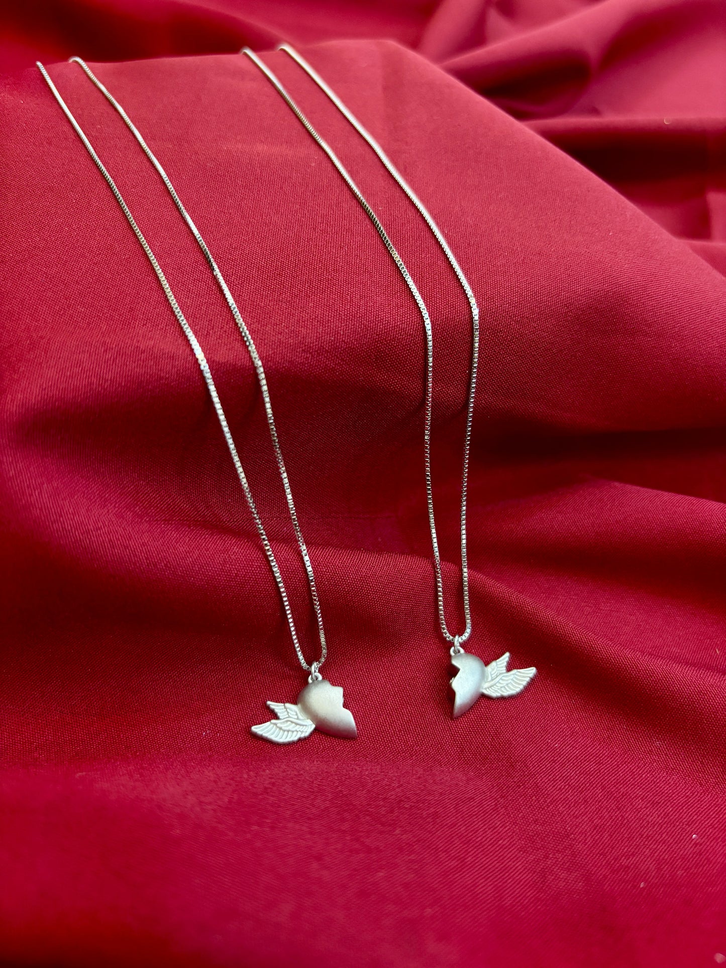 Split Heart Wing Pendant Set - Eraya Jewellery
