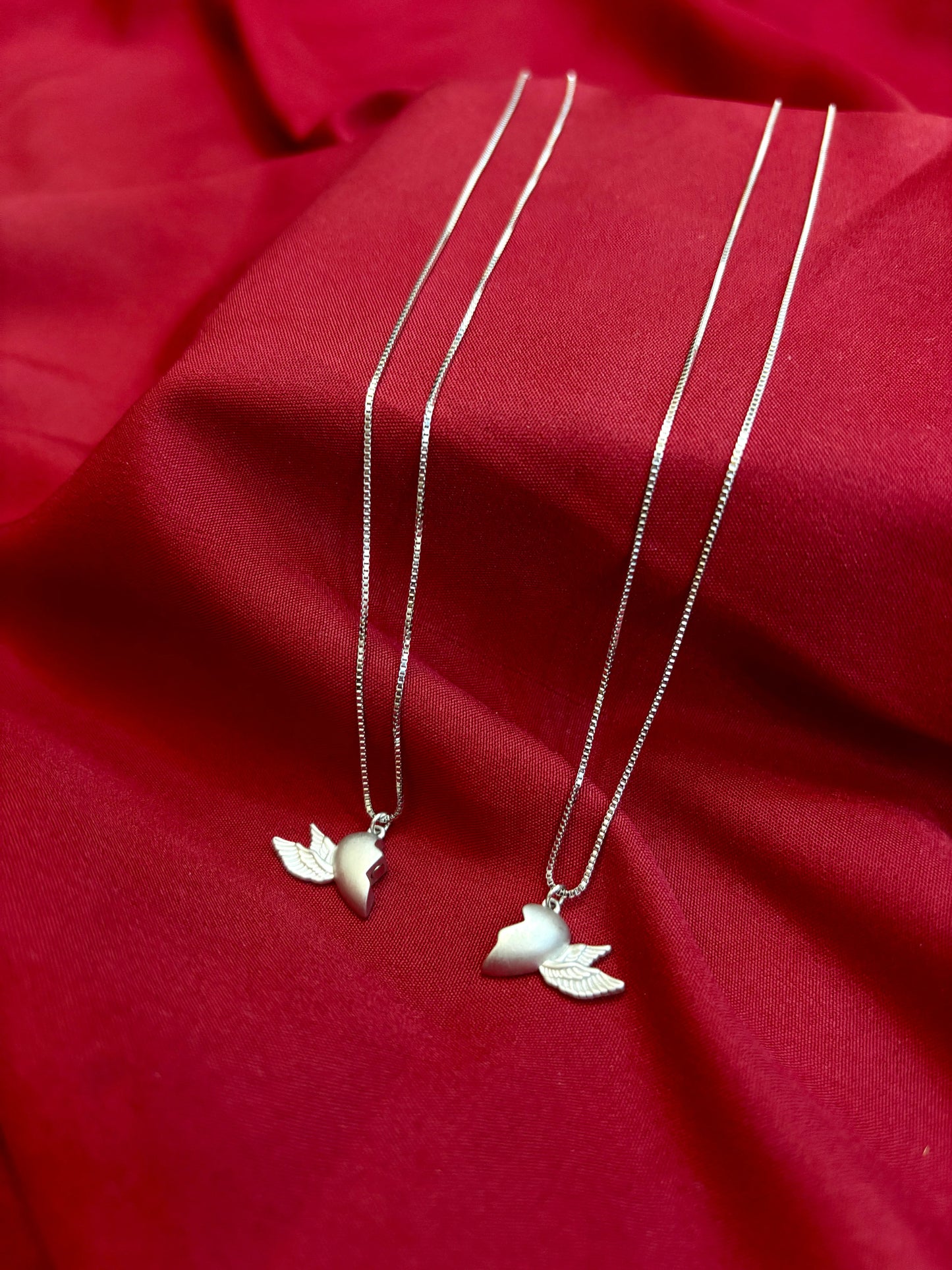 Split Heart Wing Pendant Set - Eraya Jewellery