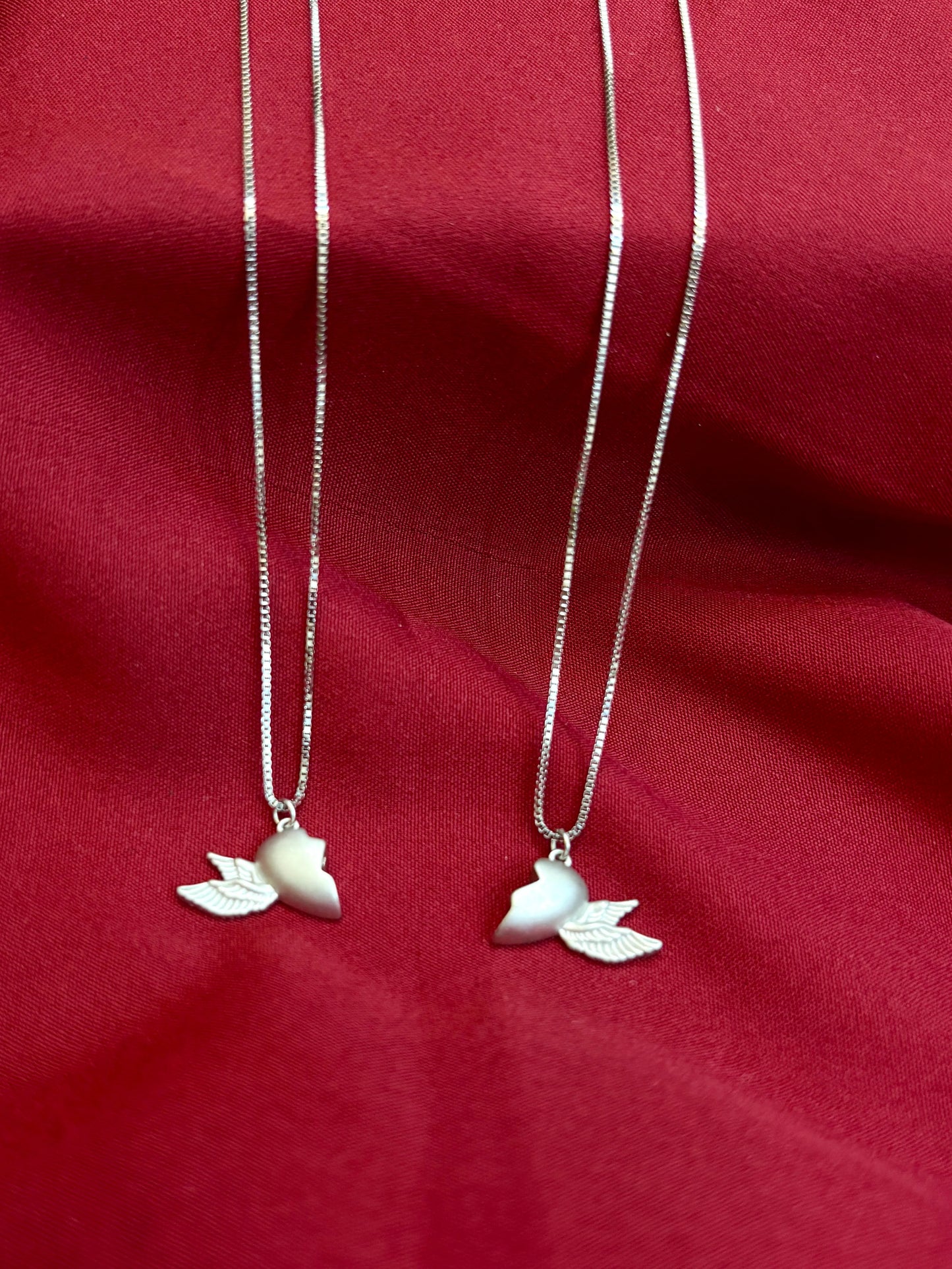 Split Heart Wing Pendant Set - Eraya Jewellery