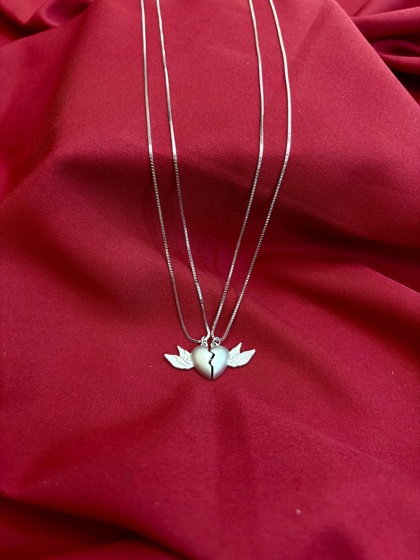 Split Heart Wing Pendant Set - Eraya Jewellery