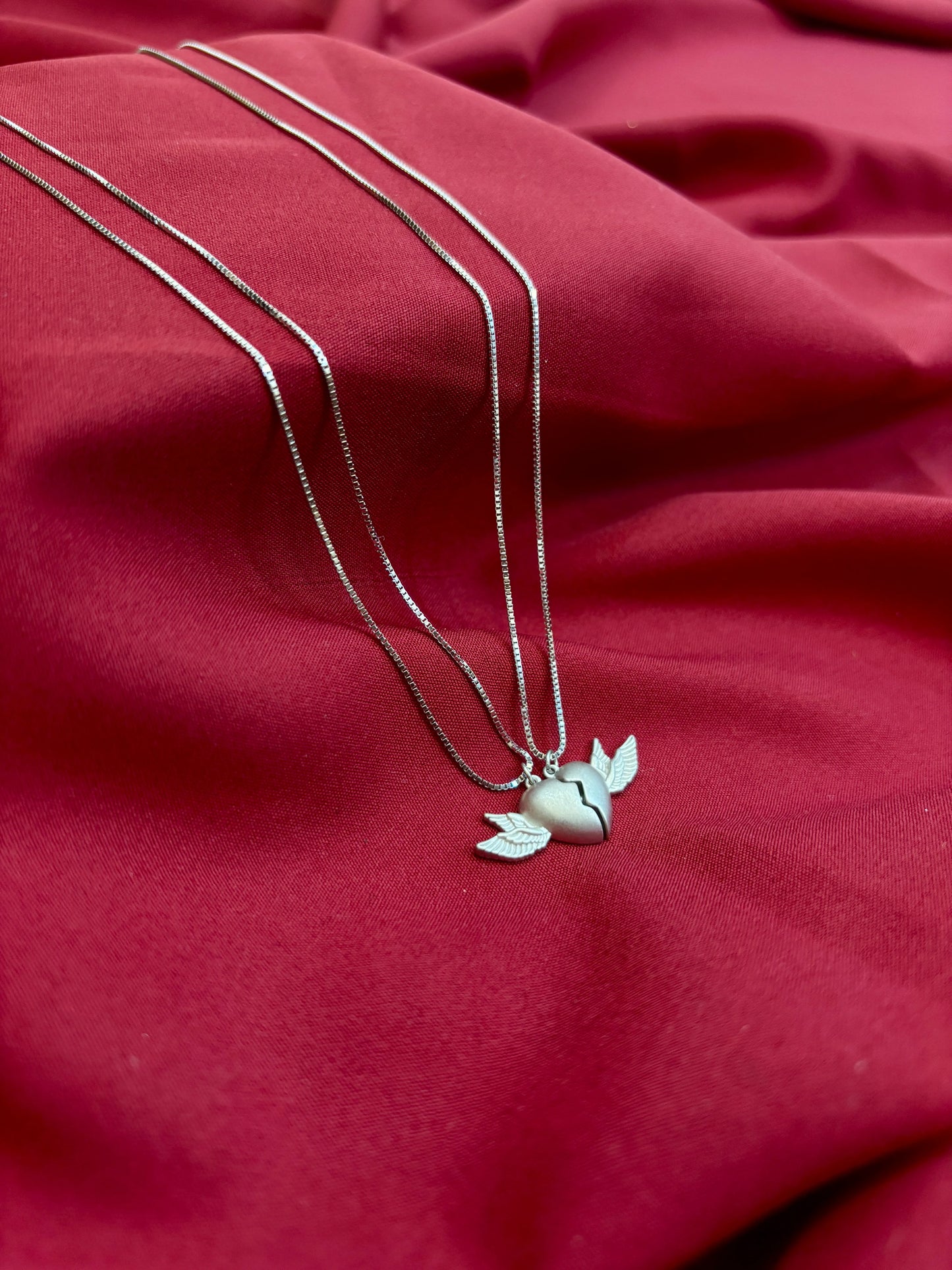 Split Heart Wing Pendant Set - Eraya Jewellery