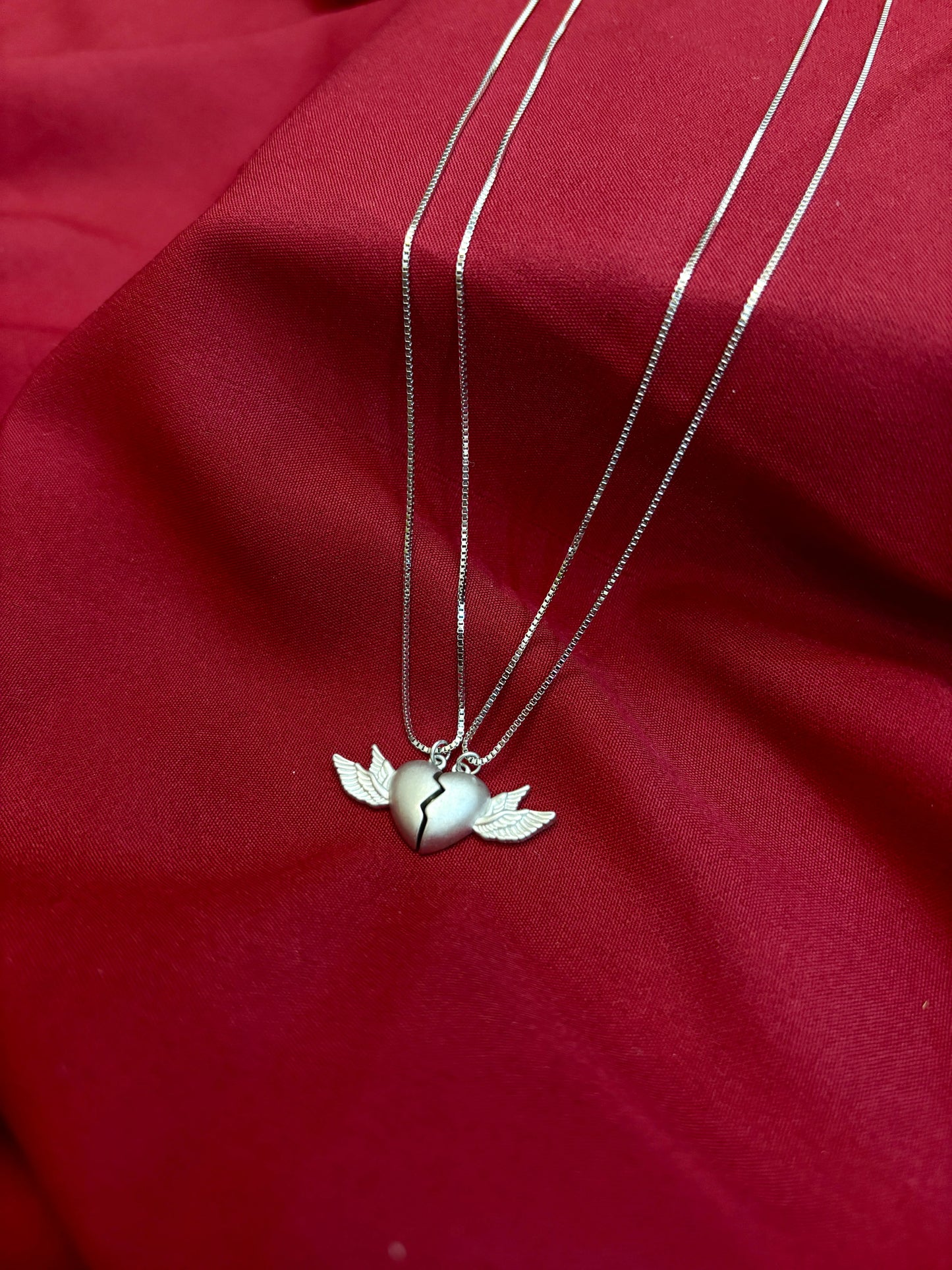 Split Heart Wing Pendant Set - Eraya Jewellery