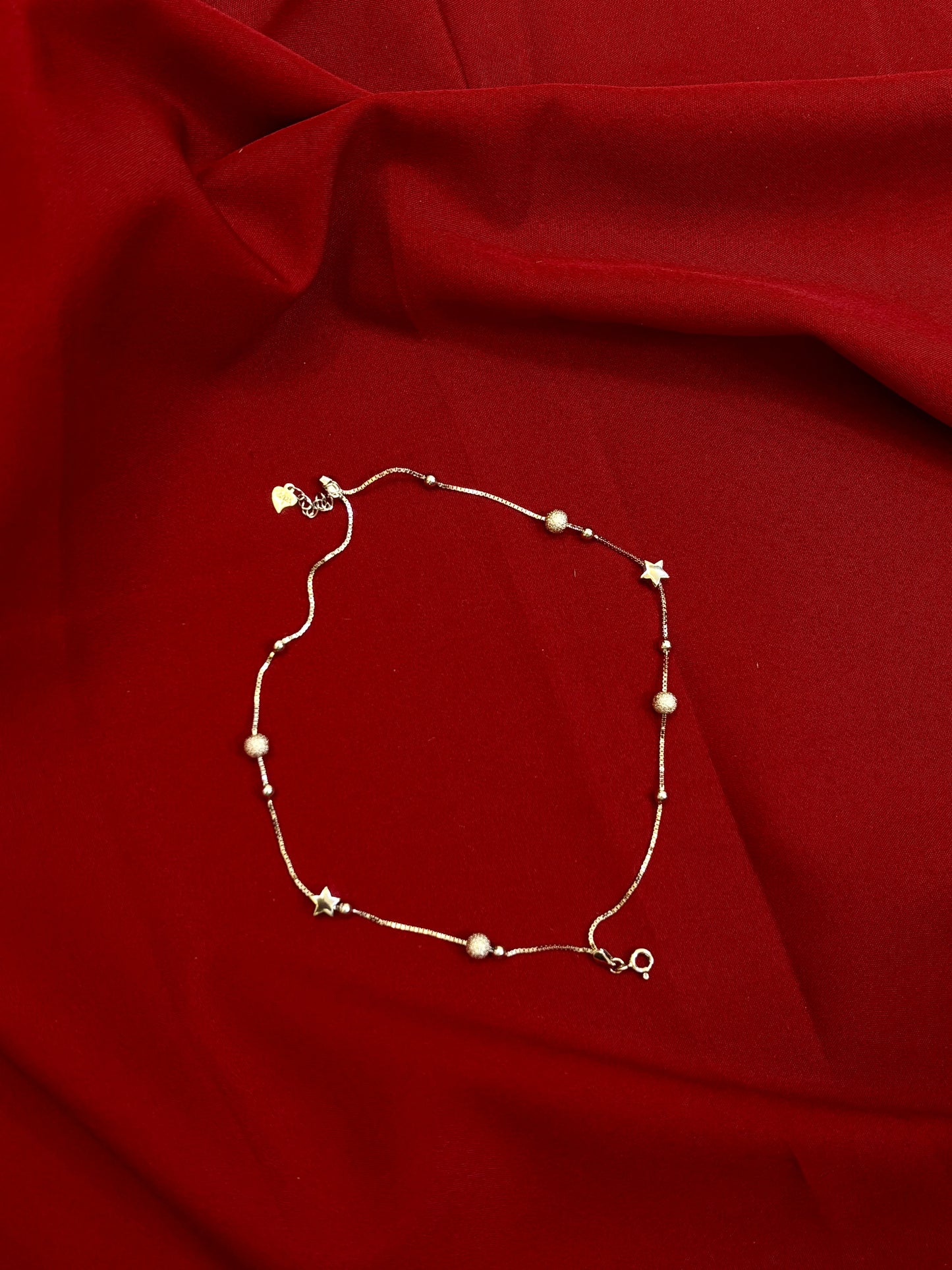 Crystal & Star Silver Anklet-925 Sterling Silver-ERAYA Jewellery