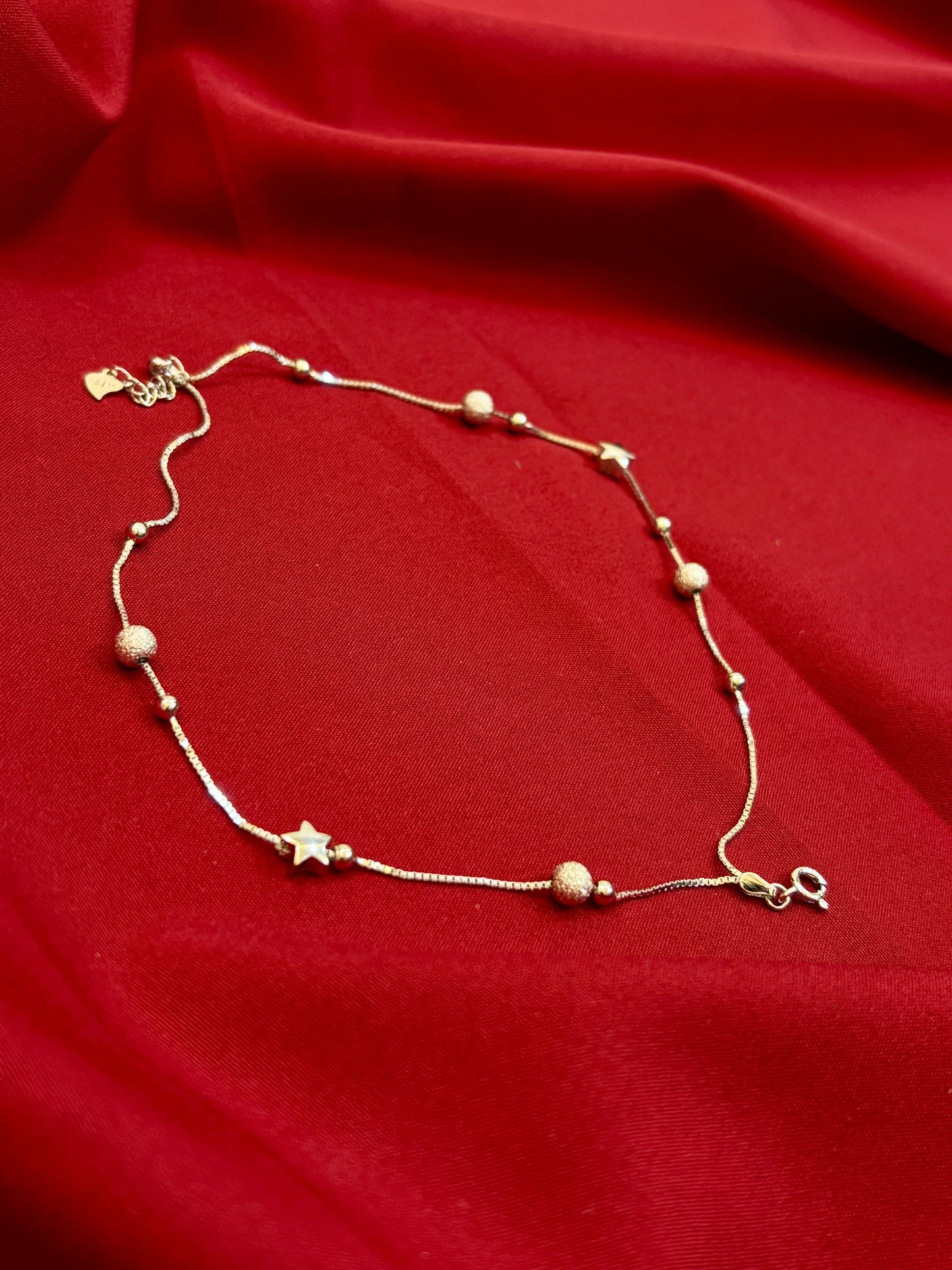 Crystal & Star Silver Anklet-925 Sterling Silver-ERAYA Jewellery