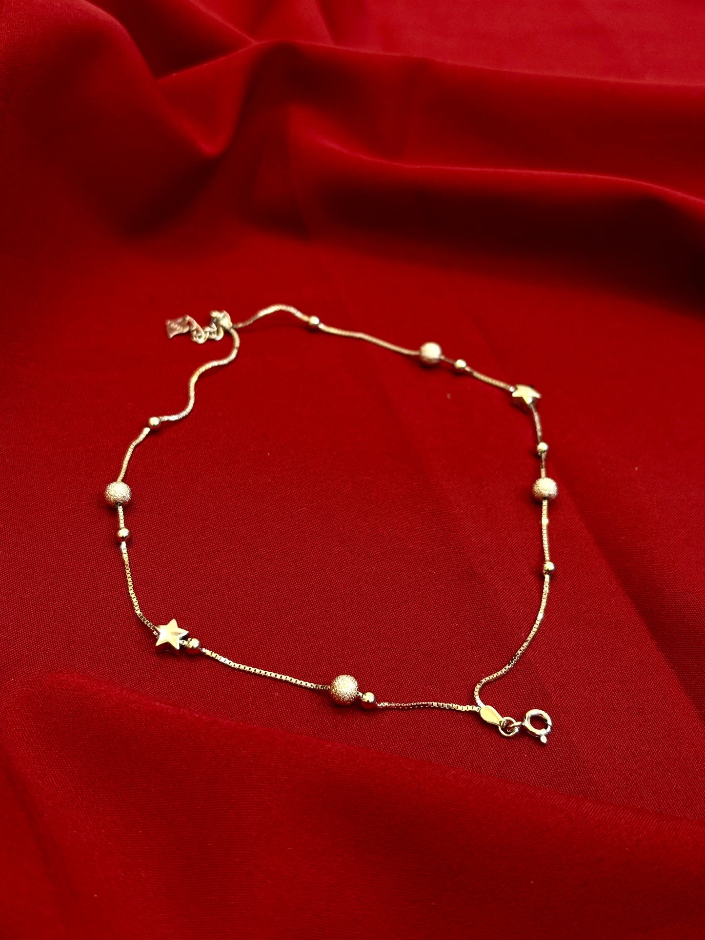 Crystal & Star Silver Anklet-925 Sterling Silver-ERAYA Jewellery