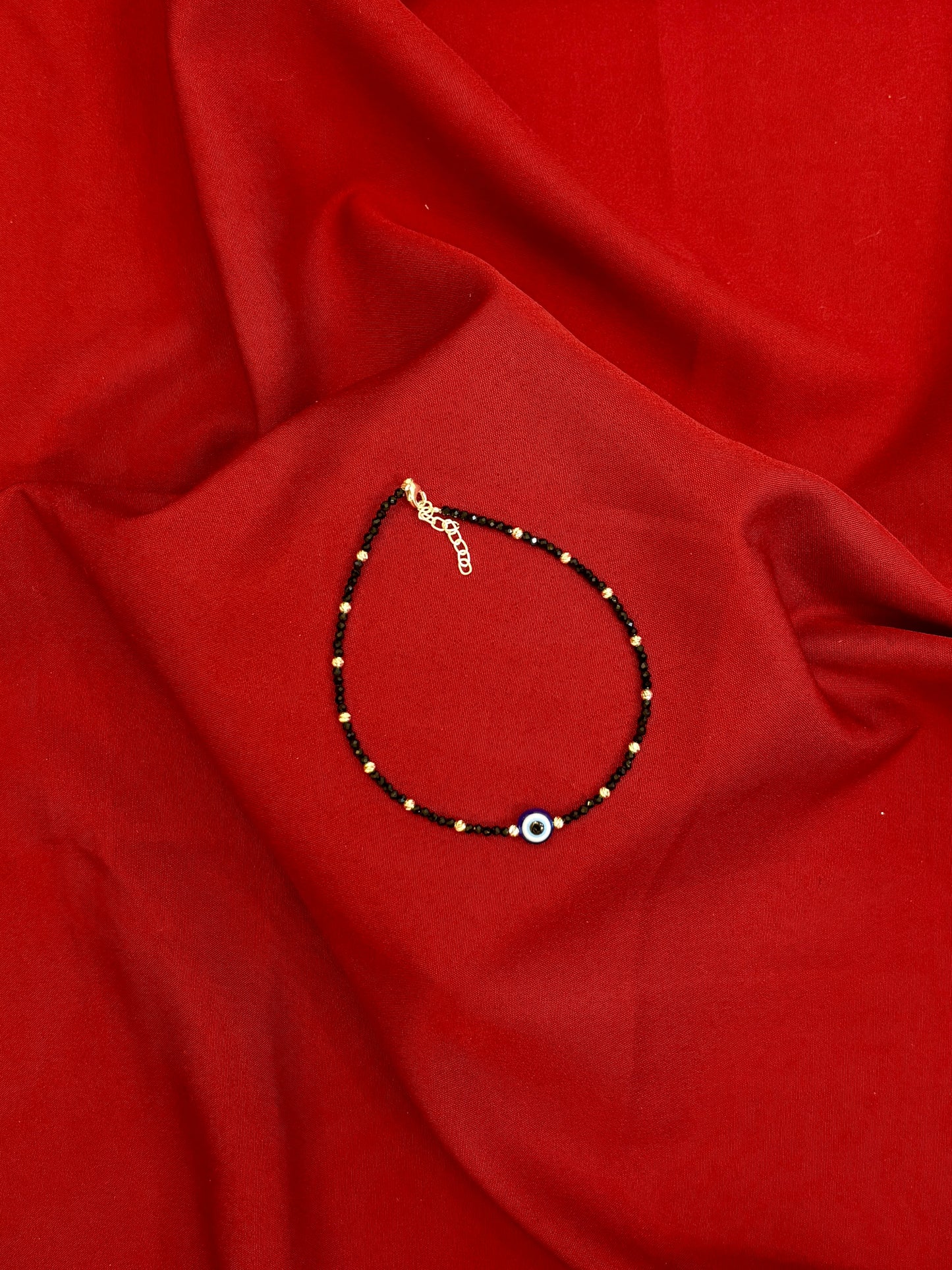 Evil Eye Beaded Silver Anklet-925 Sterling Silver-ERAYA Jewellery
