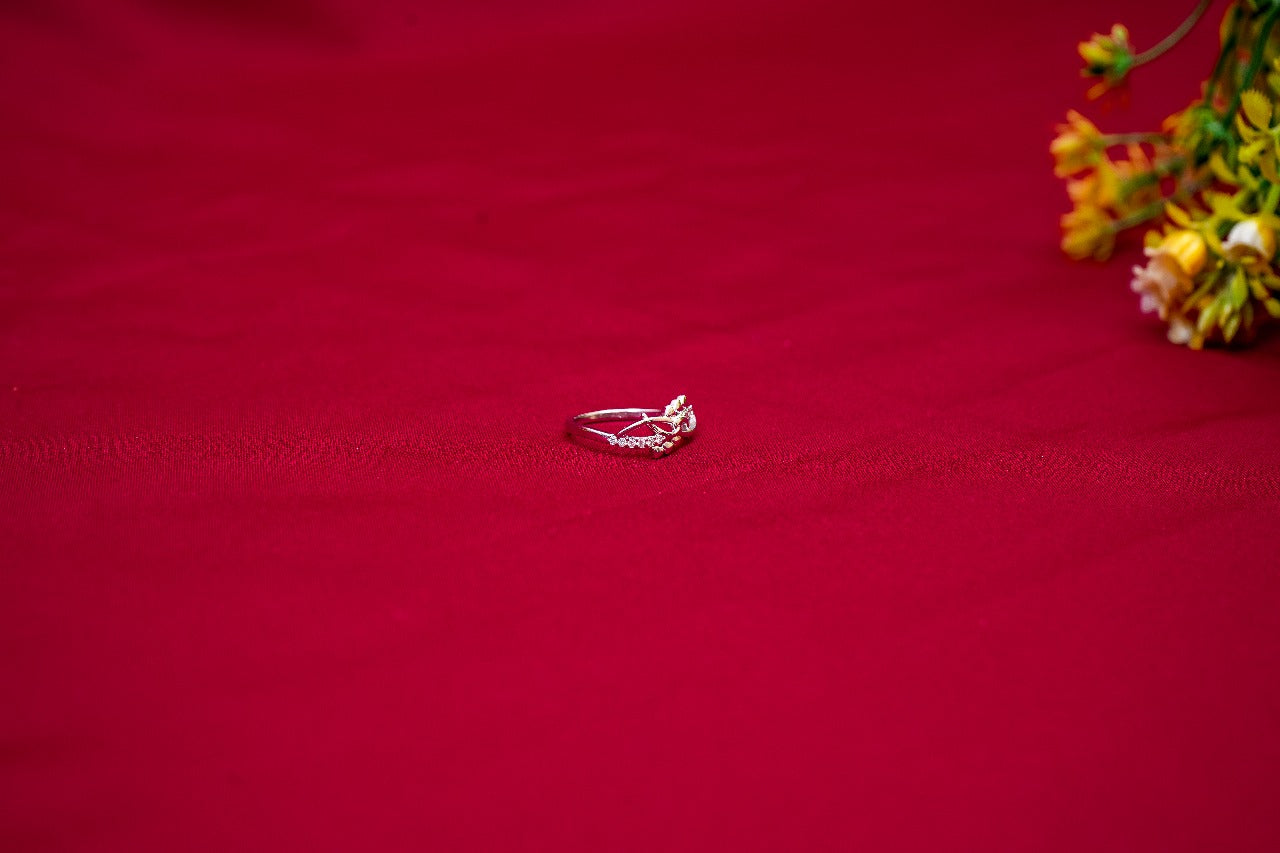 Intertwined Leaf Crystal Ring-925 Sterling Silver-ERAYA Jewellery
