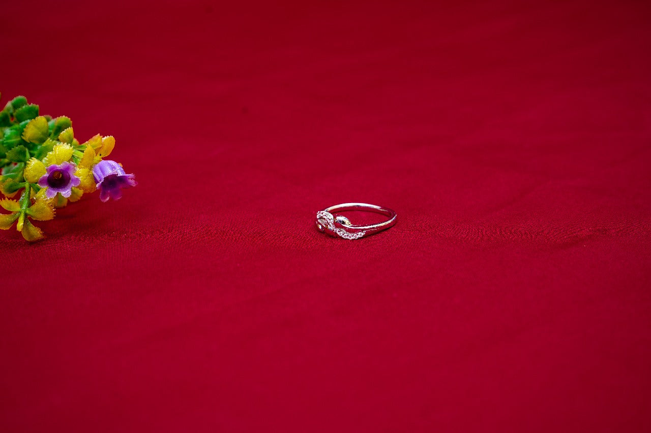 Leaf Crystal Band Ring-925 Sterling Silver-ERAYA Jewellery
