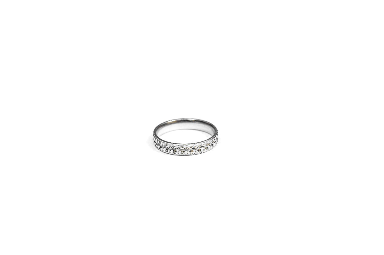 Crystal Pave Textured Ring-925 Sterling Silver-ERAYA Jewellery