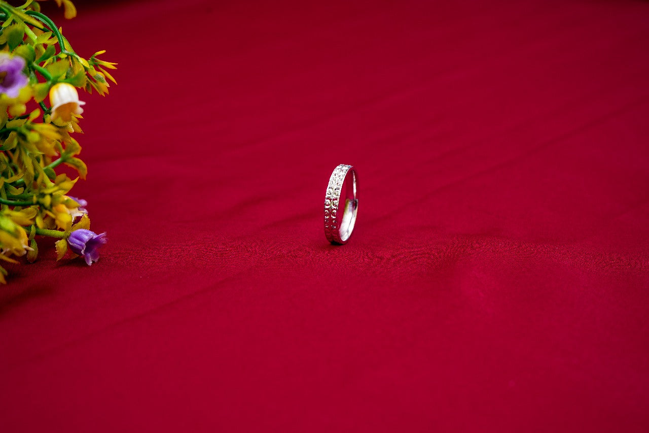 Crystal Pave Textured Ring-925 Sterling Silver-ERAYA Jewellery