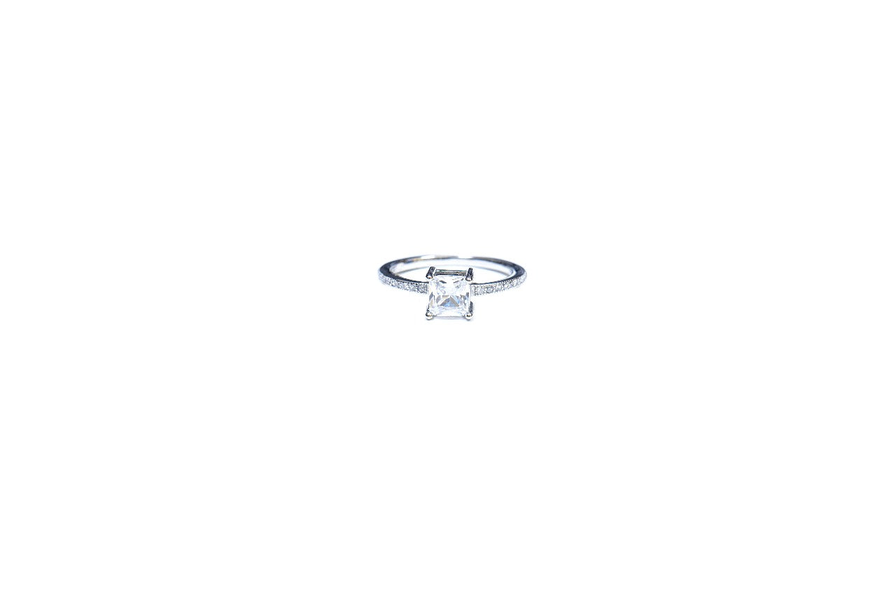 Princess Cut Solitaire Ring-925 Sterling Silver-ERAYA Jewellery