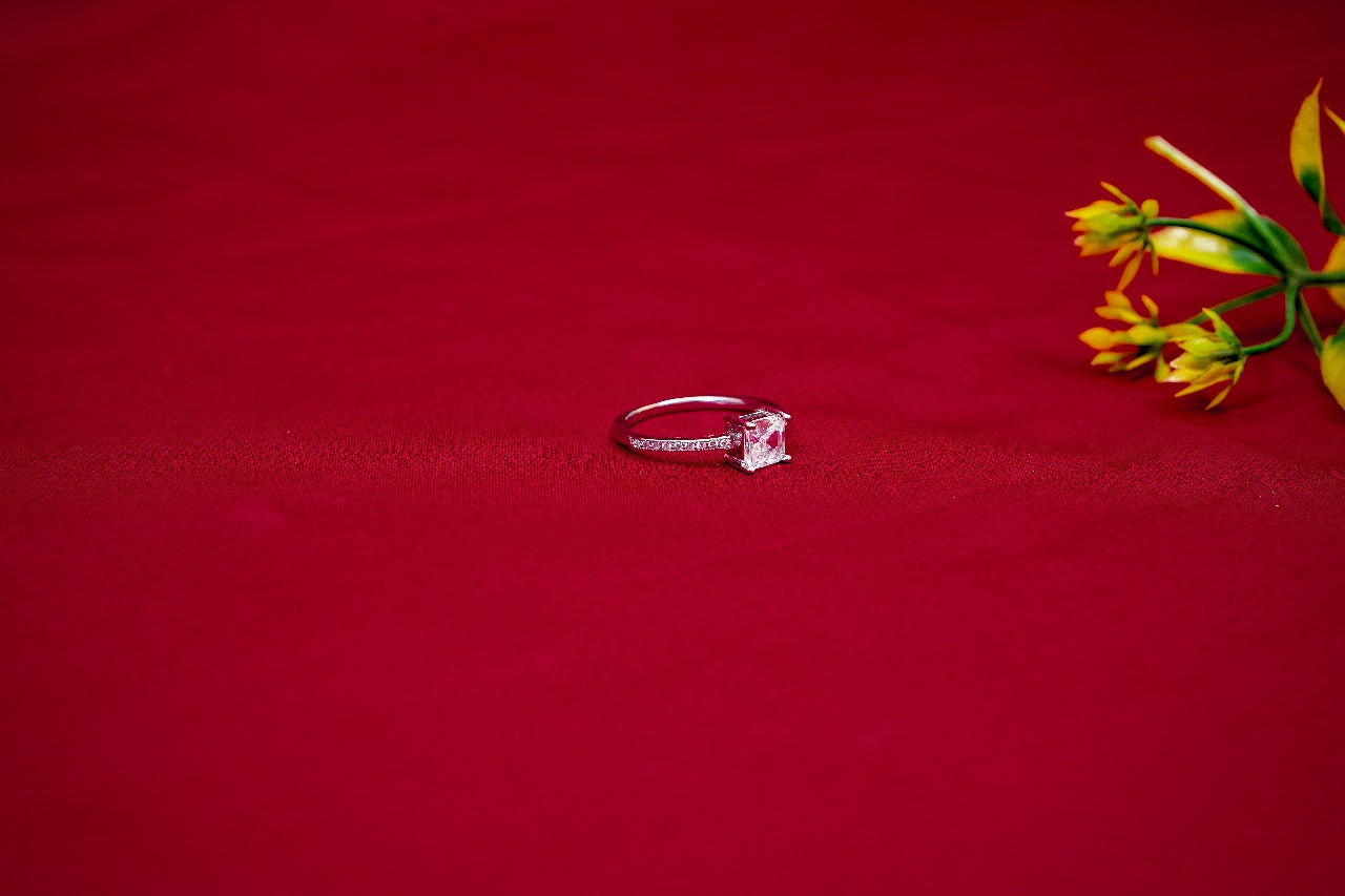 Princess Cut Solitaire Ring-925 Sterling Silver-ERAYA Jewellery