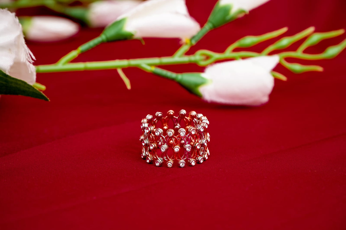 925 Silver Rose Gold Ring-Cum-Kada-925 Sterling Silver-ERAYA Jewellery