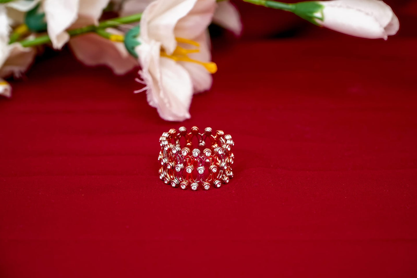 925 Silver Rose Gold Ring-Cum-Kada-925 Sterling Silver-ERAYA Jewellery