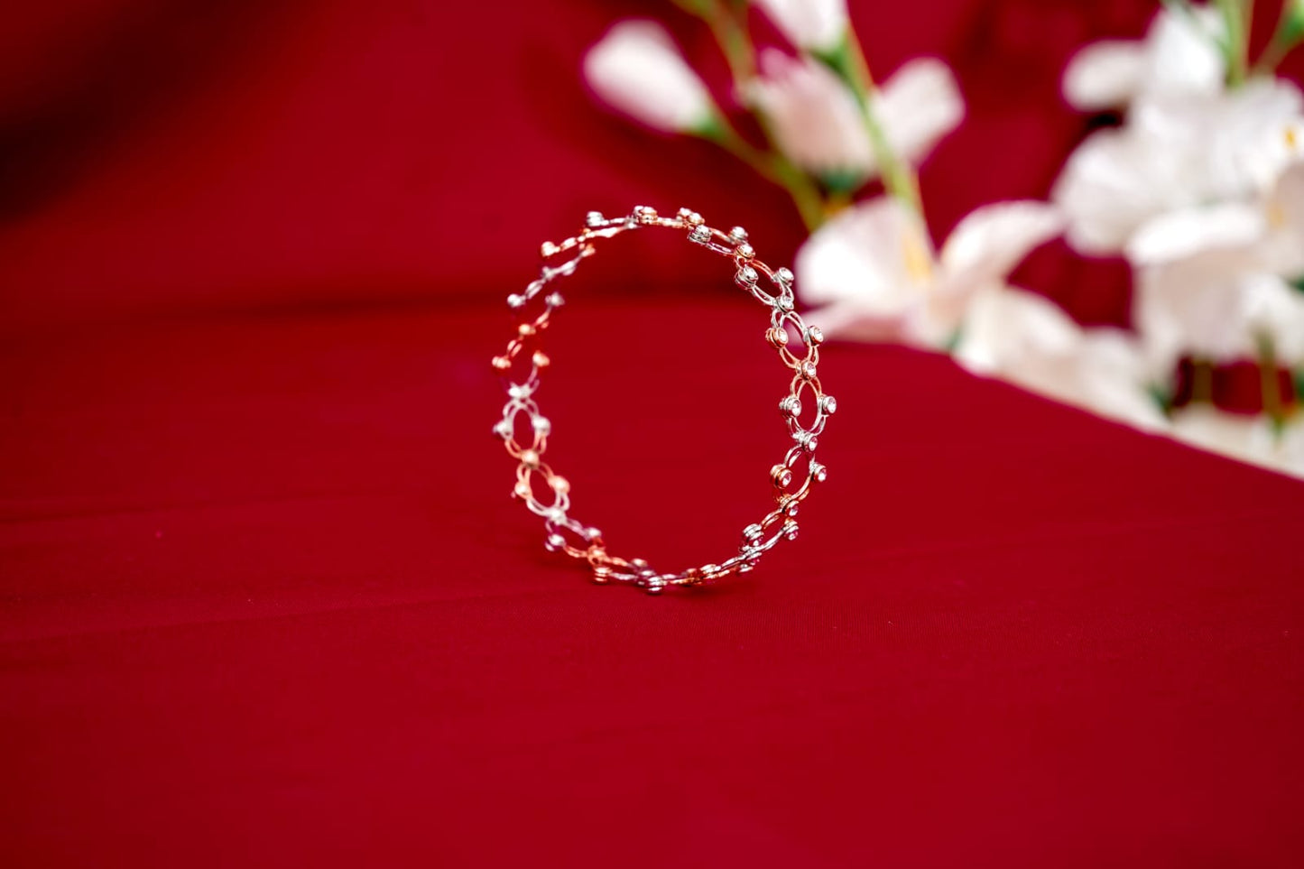 925 Silver Rose Gold Ring-Cum-Kada-925 Sterling Silver-ERAYA Jewellery