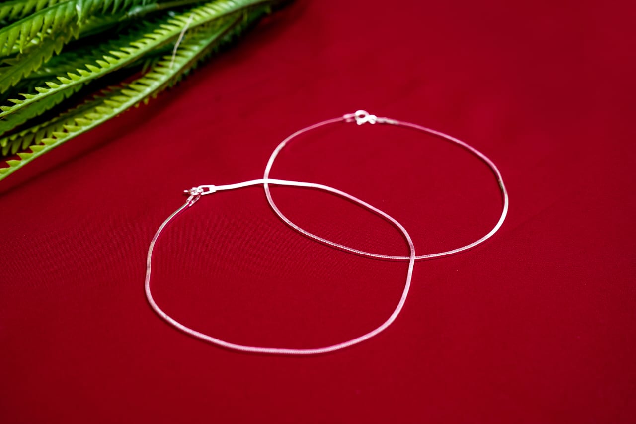 Snake Chain Silver Anklet-925 Sterling Silver-ERAYA Jewellery
