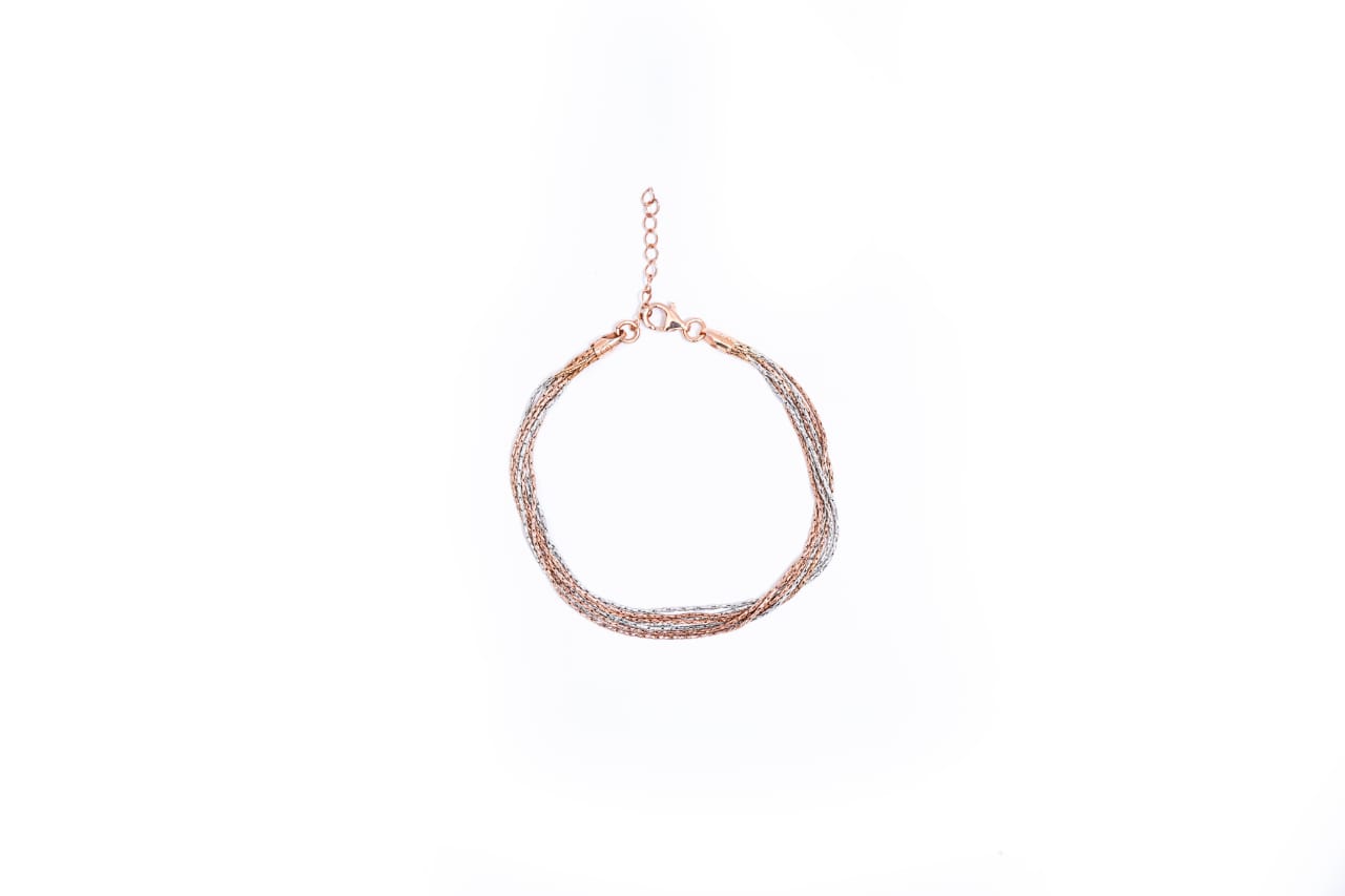 Multi-Strand Two-Tone Silver Anklet-925 Sterling Silver-ERAYA Jewellery